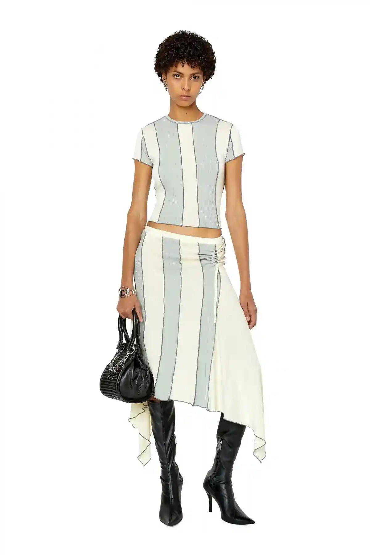 Blue and White Striped T-shirt in jersey and modal