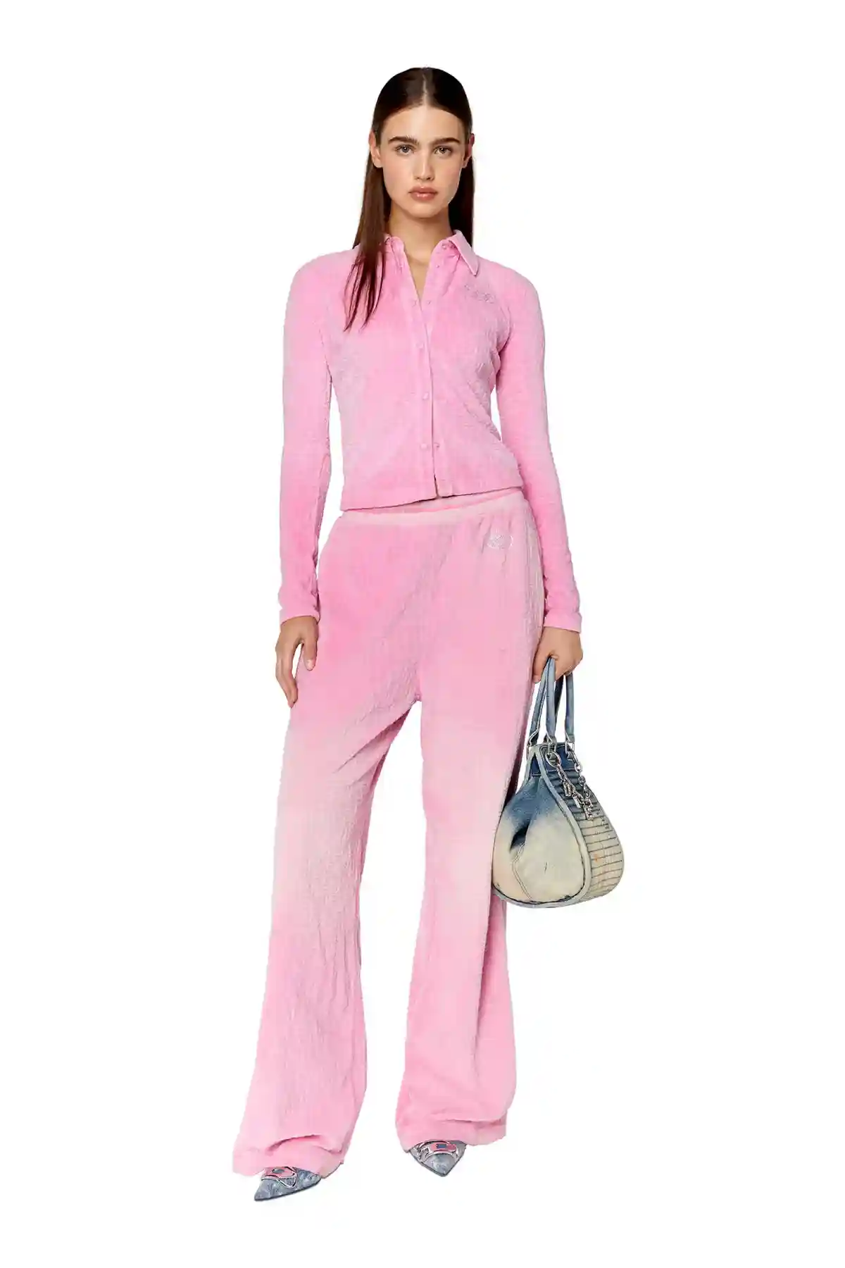 Pink Wide pants in monogram chenille