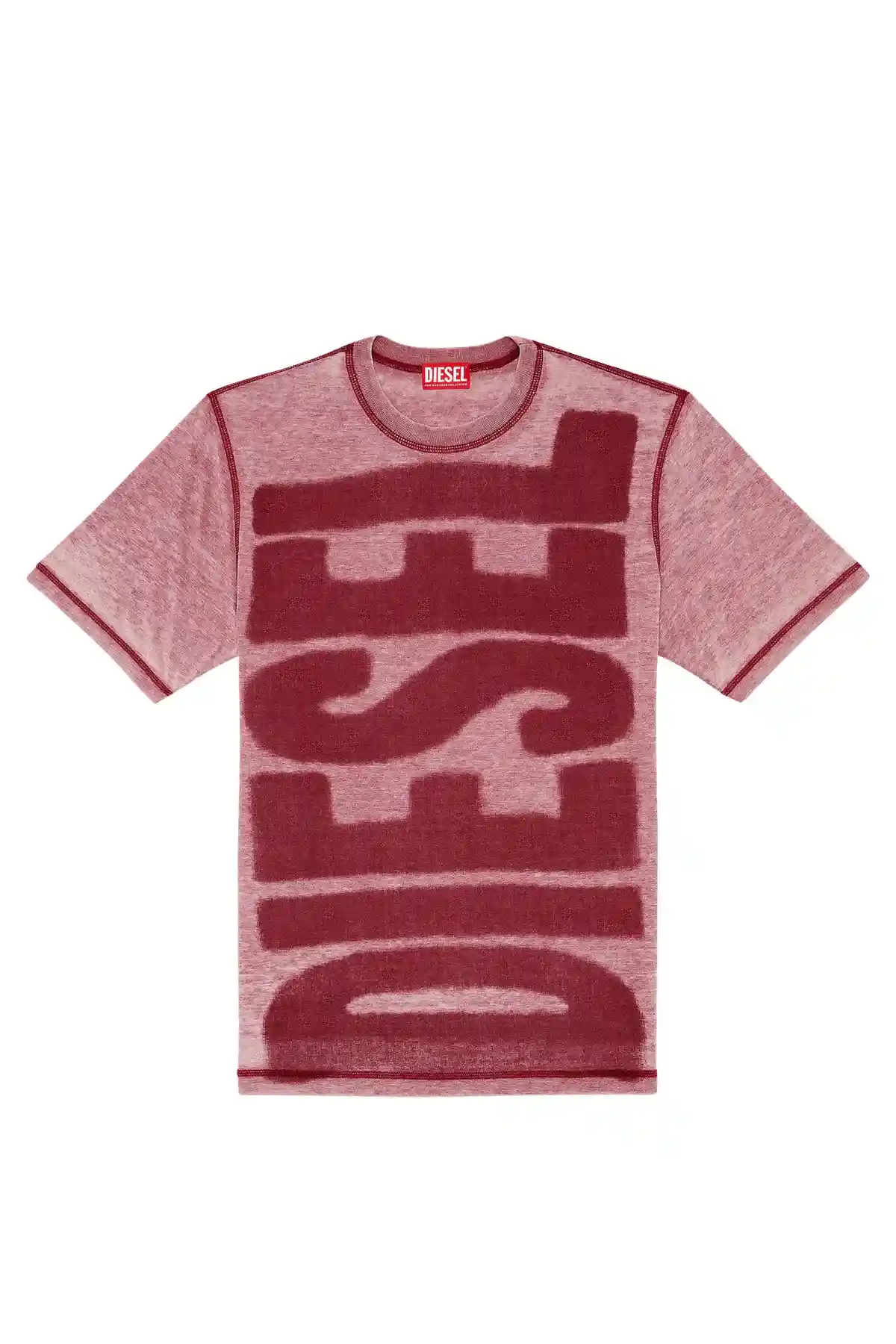 Red T-shirt with burn-out logo