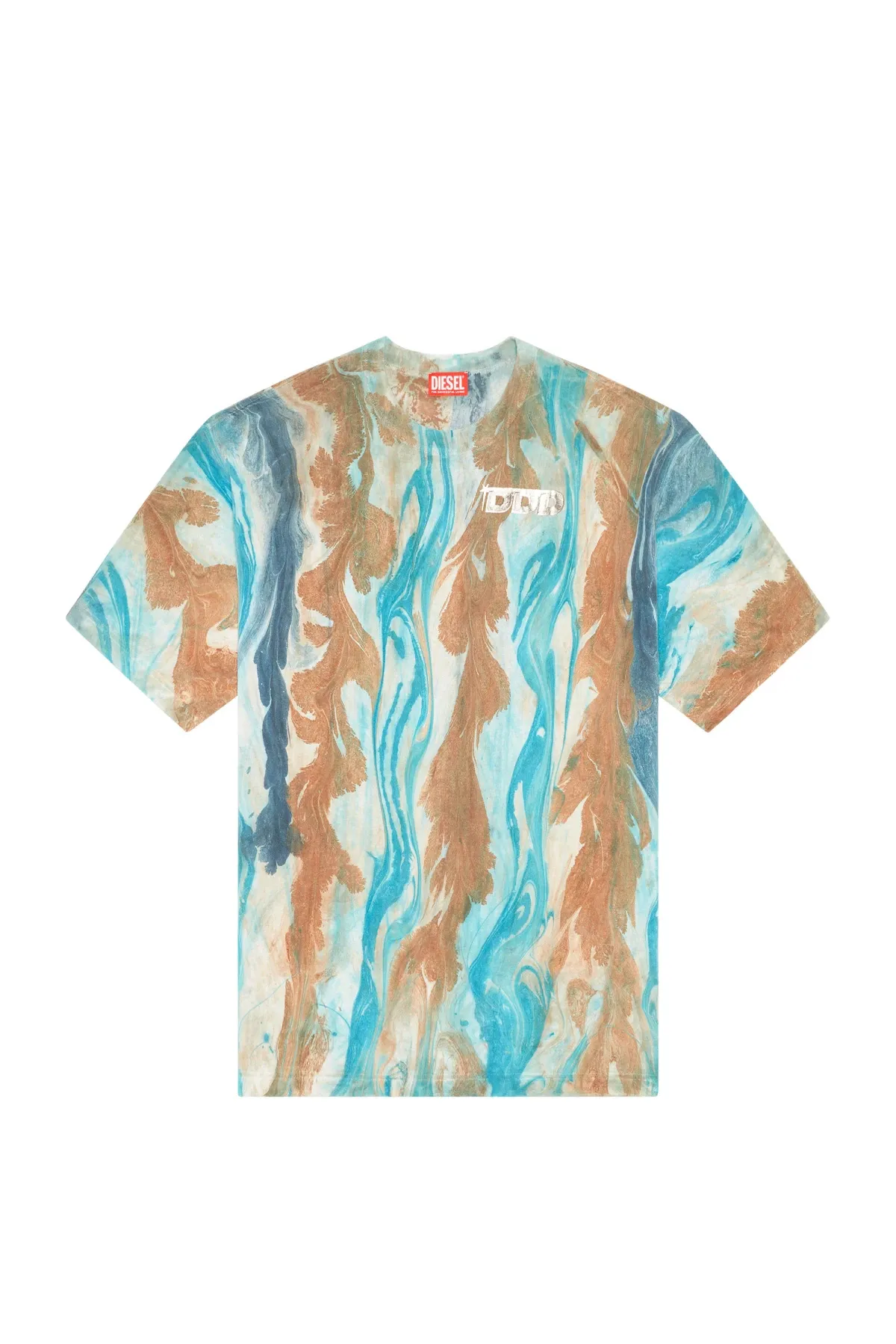 Multicolor T-shirt with marble print
