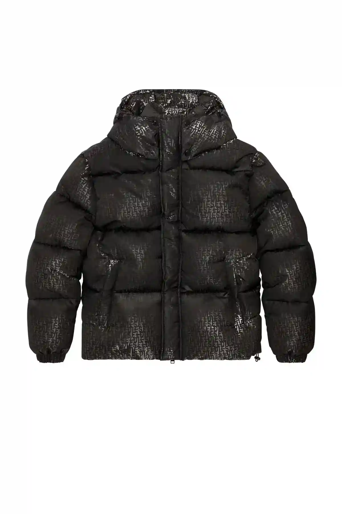 Black Puffer jacket with monogram motif