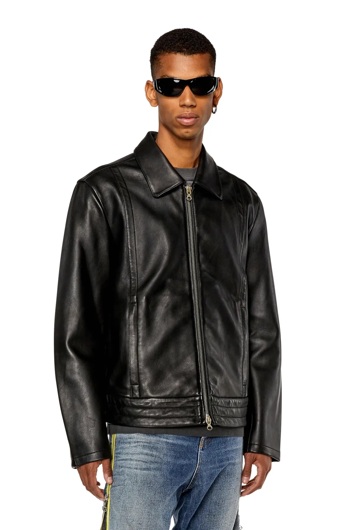Black Shirt jacket in supple leather