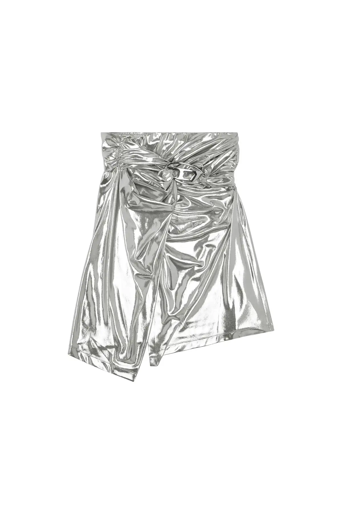 Silver Draped midi skirt with foil coating