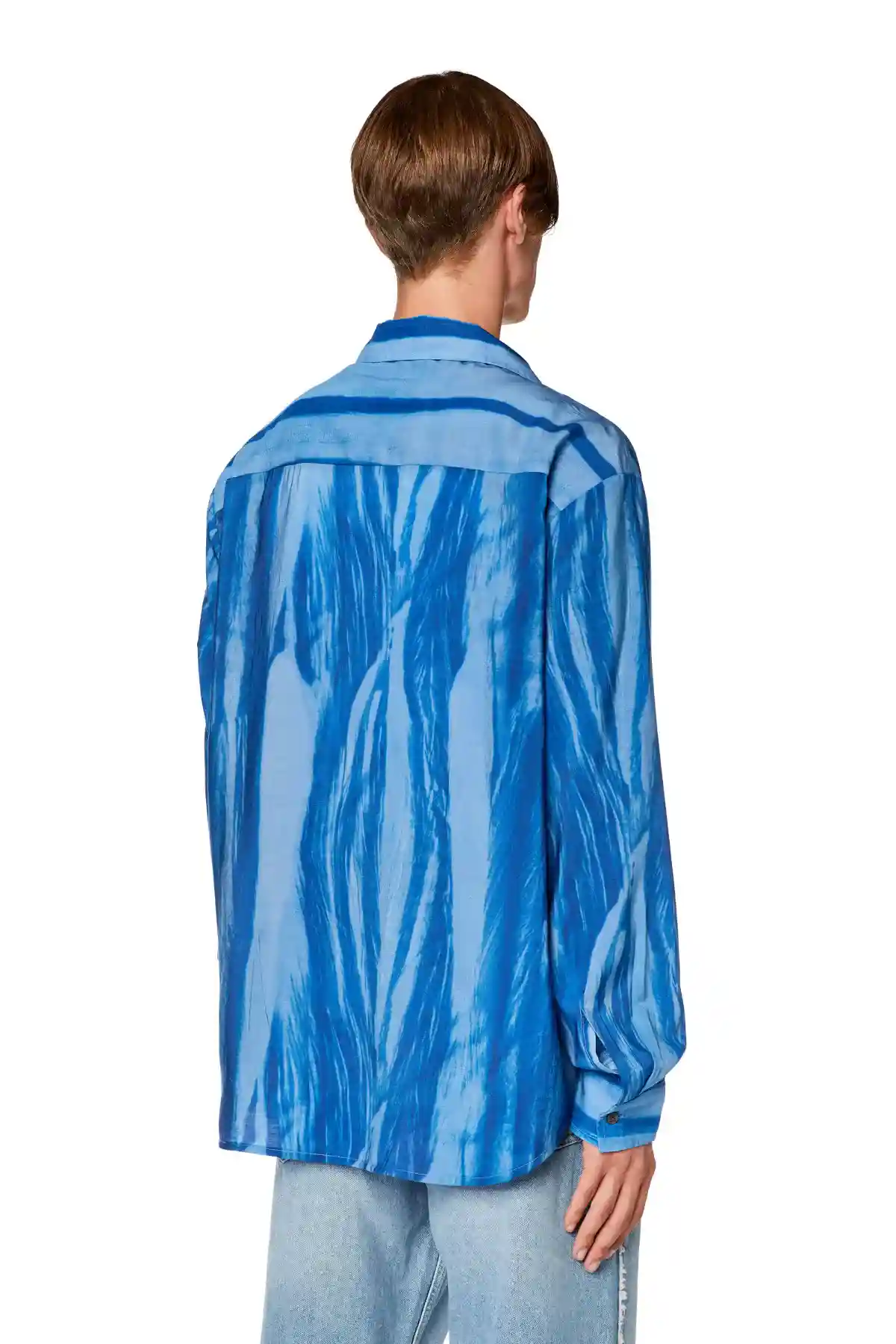 Blue Shirt with irregular tonal print