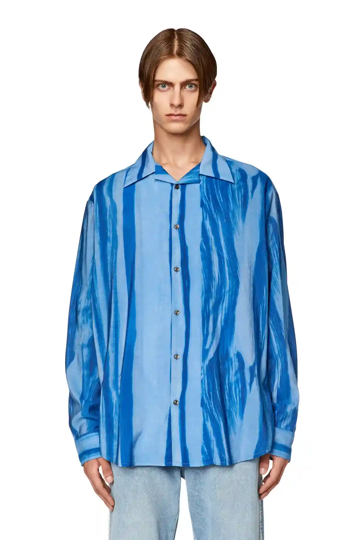 Blue Shirt with irregular tonal print