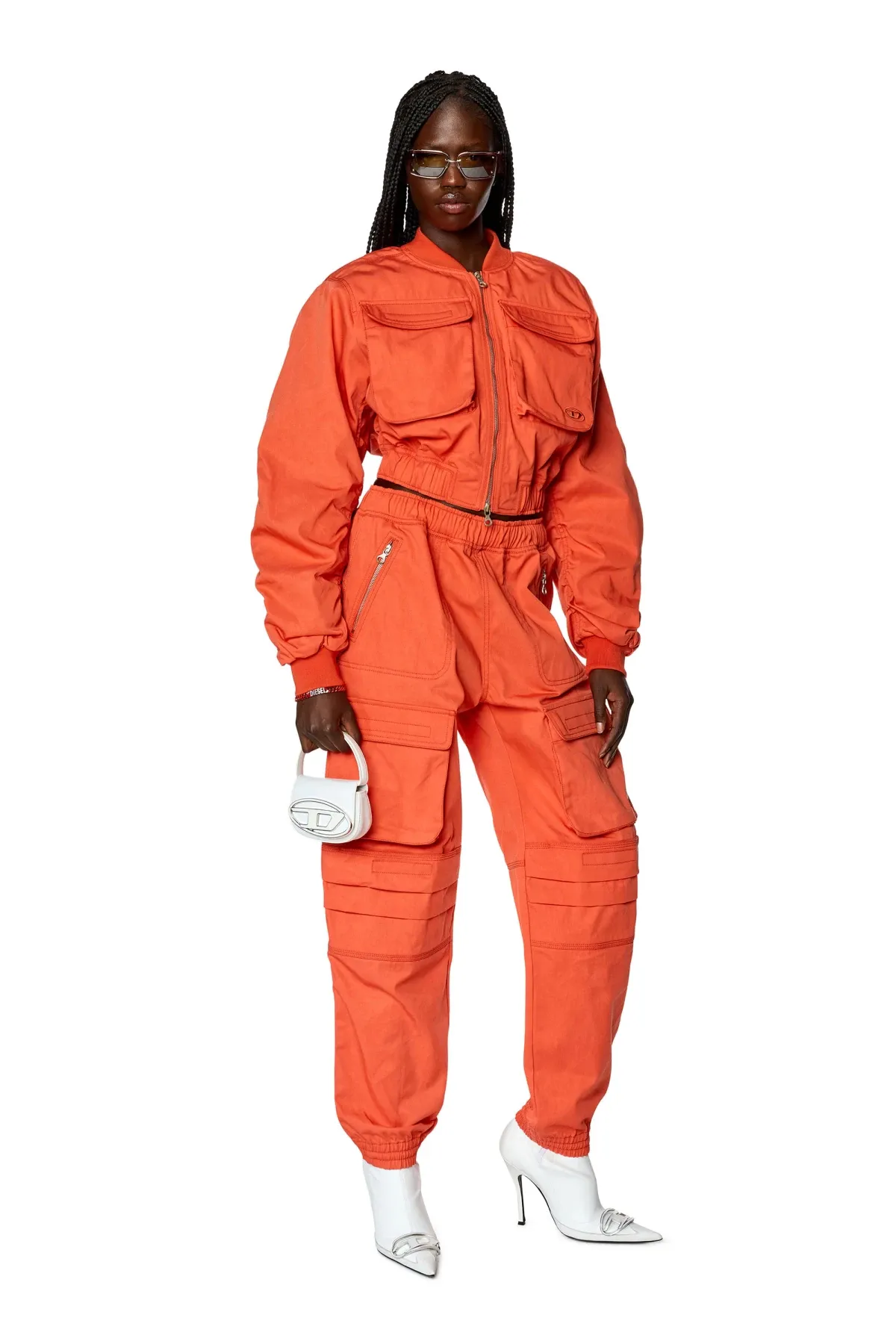 Red Utility jacket in nylon twill