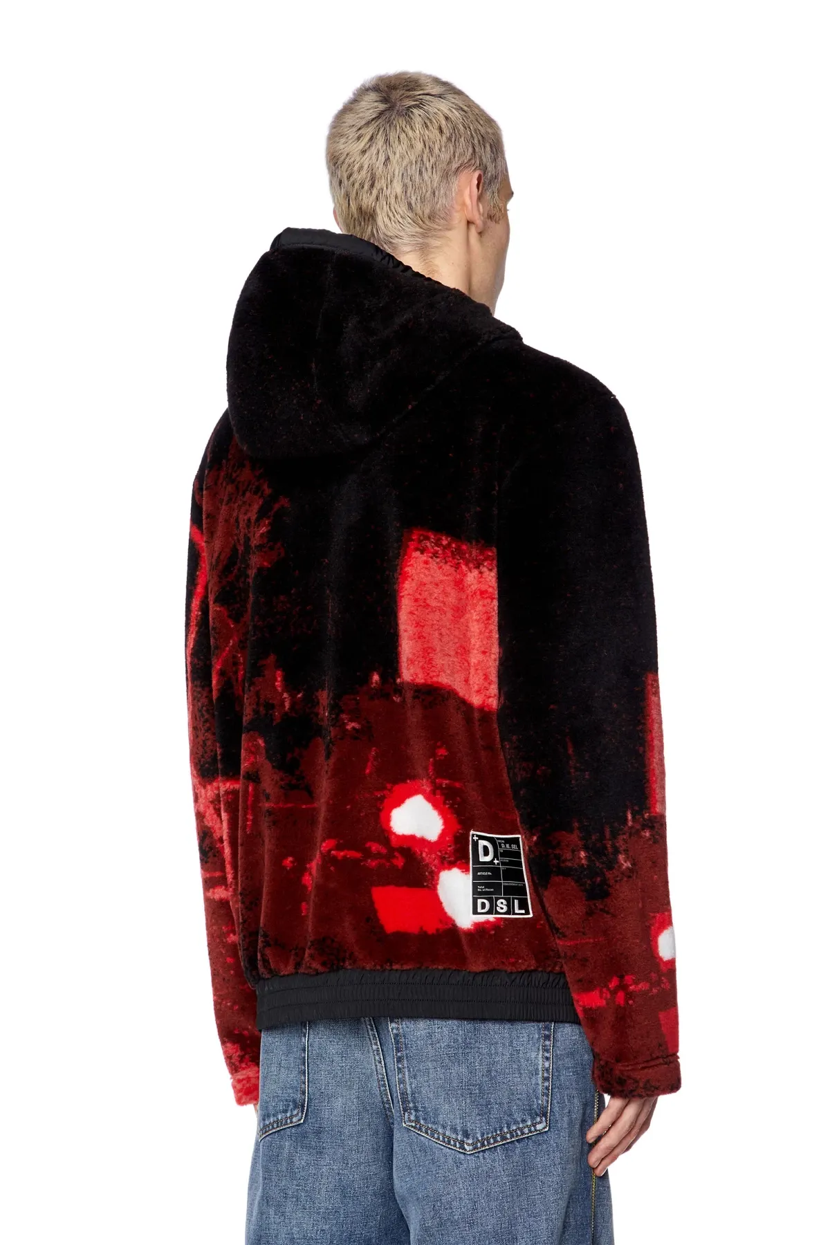 Multicolor Teddy-fleece hoodie with graphic motif