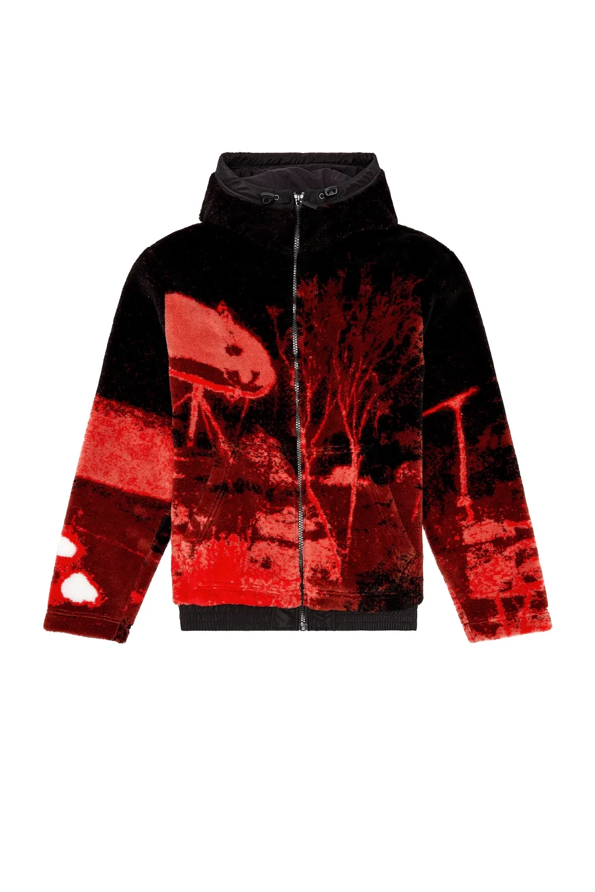 Multicolor Teddy-fleece hoodie with graphic motif