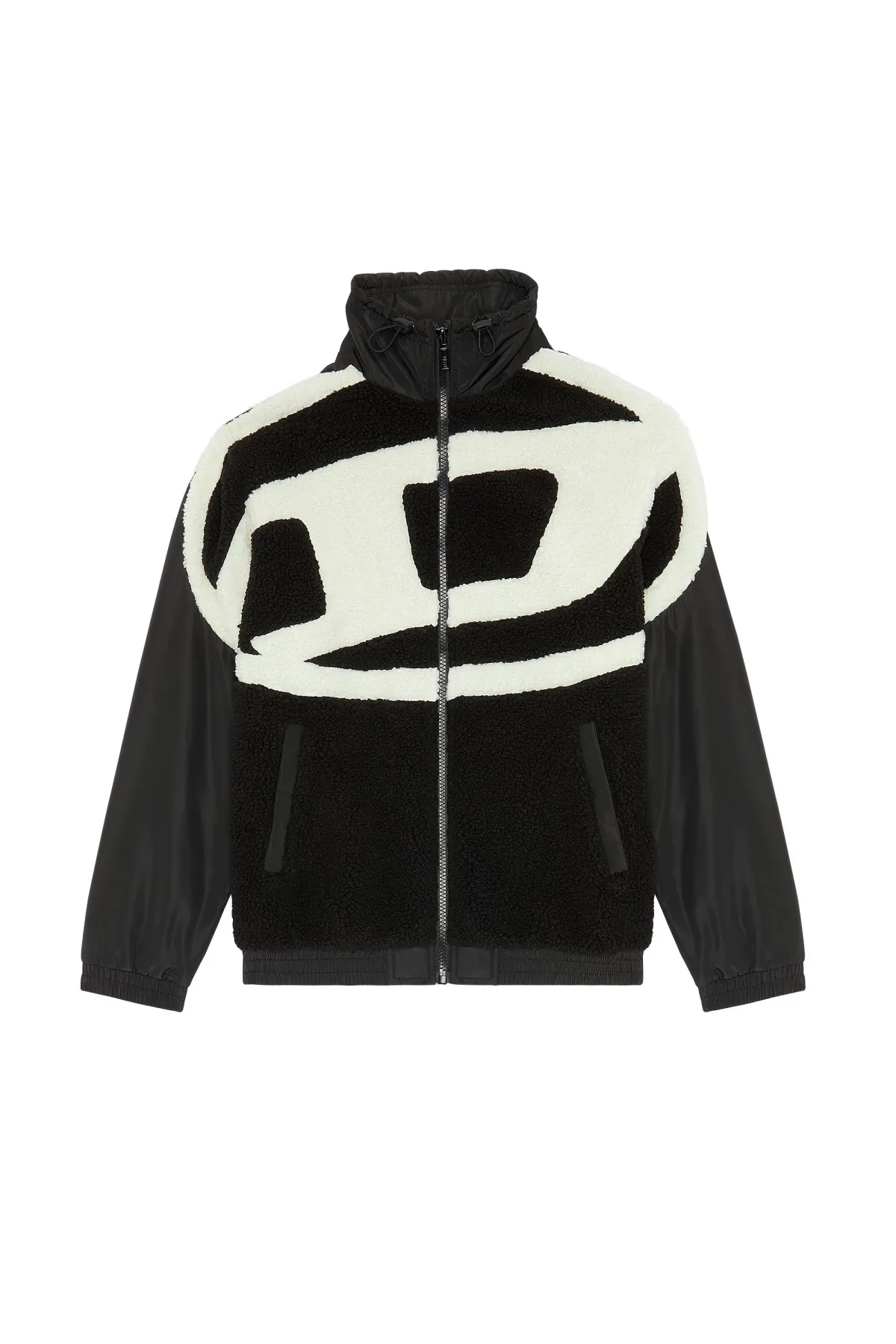 Multicolor Track jacket in nylon and teddy fleece