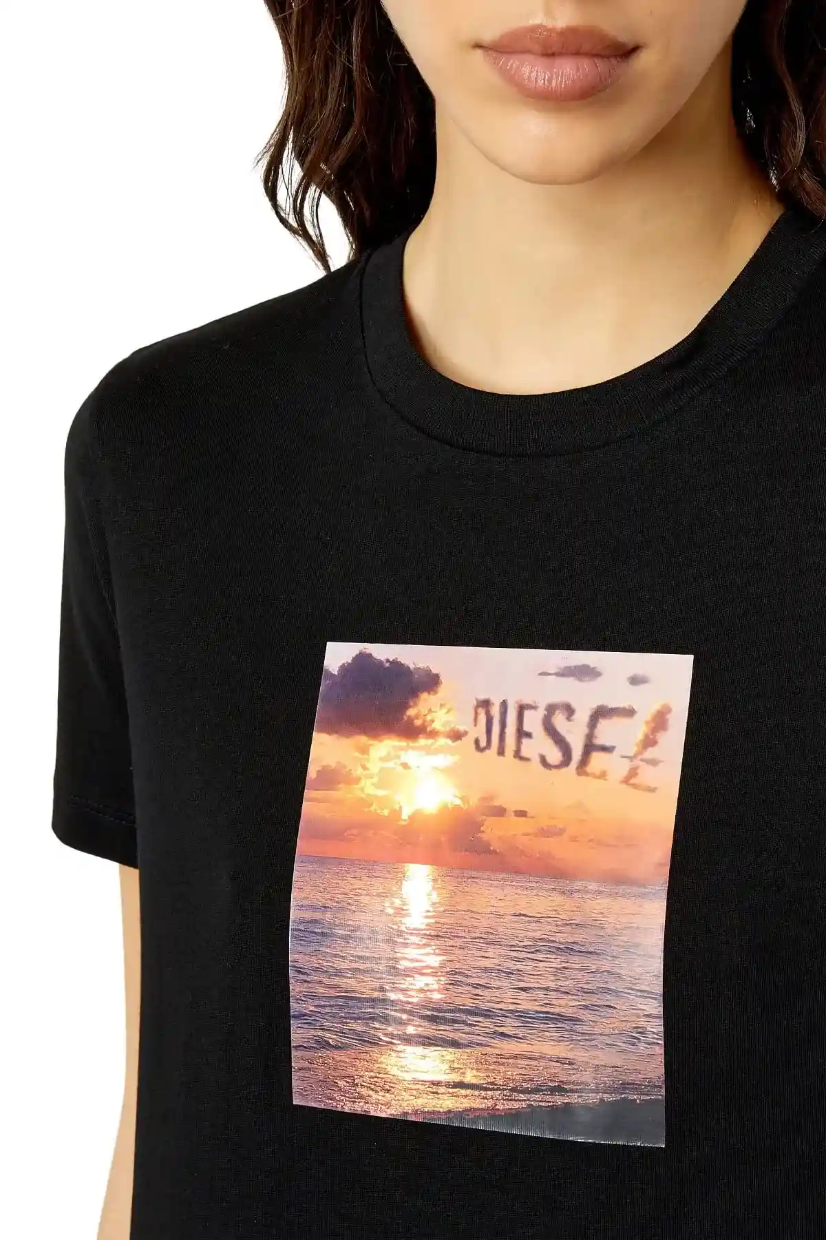 Black T-shirt with Diesel sunset print