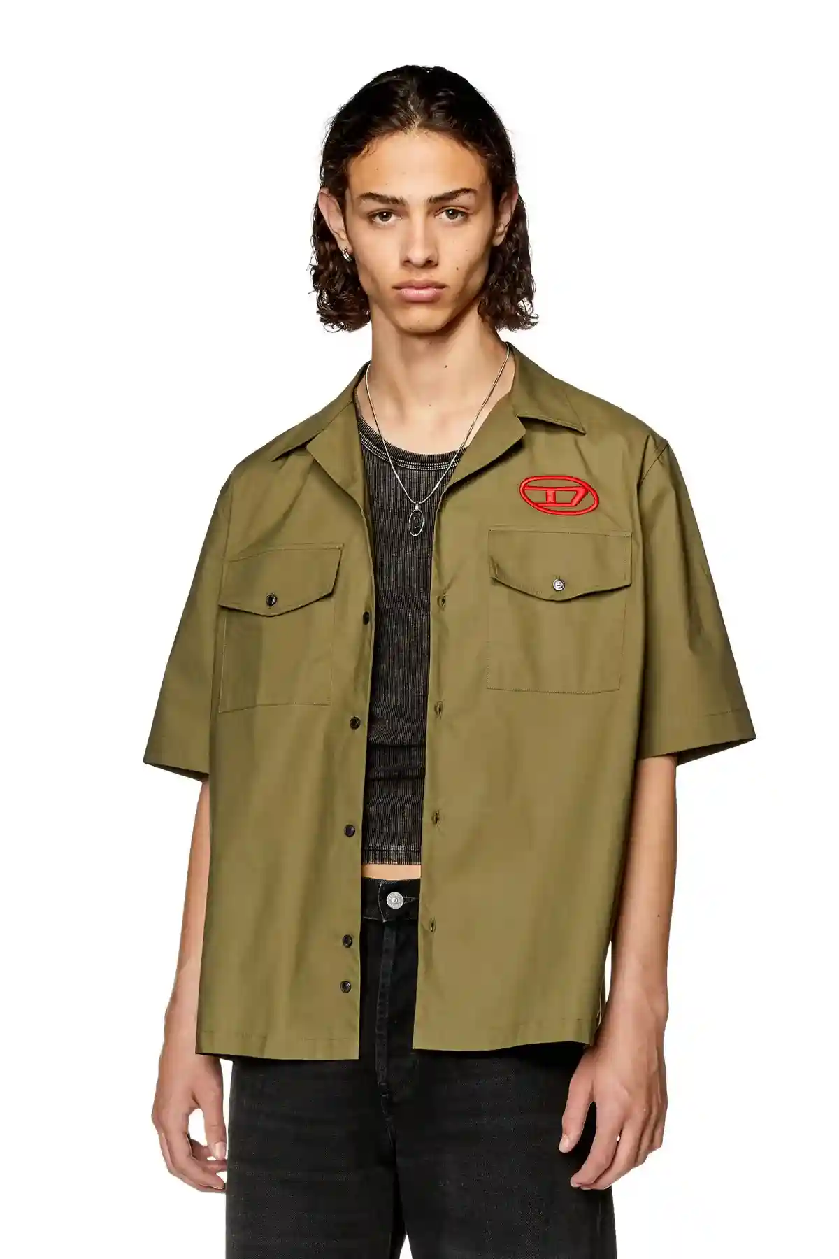 Green Bowling shirt with embroidered logo