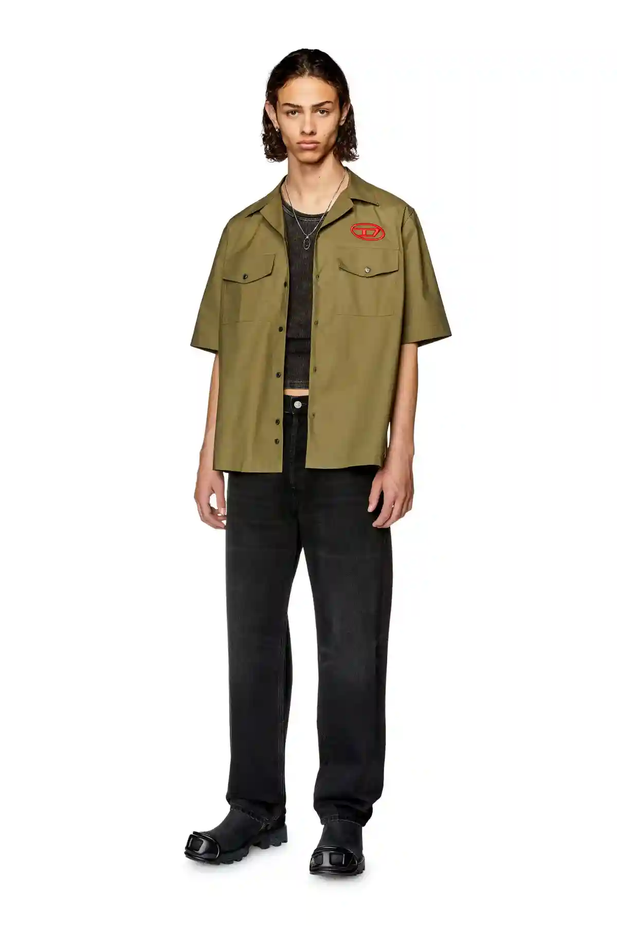 Green Bowling shirt with embroidered logo