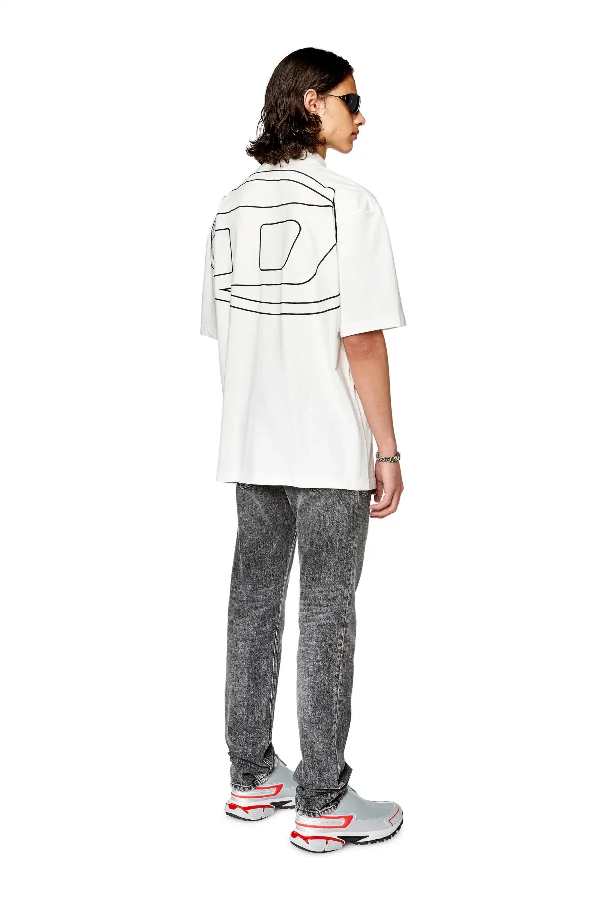 White Polo shirt with maxi oval D embroidery