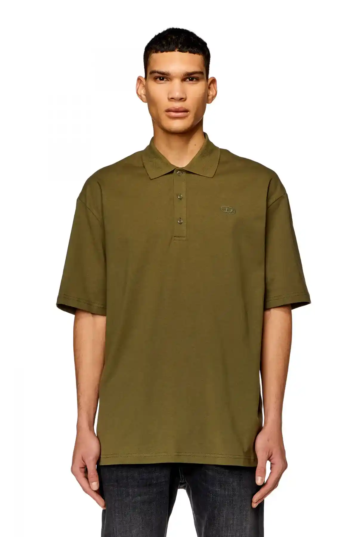 Green Polo shirt with maxi oval D embroidery