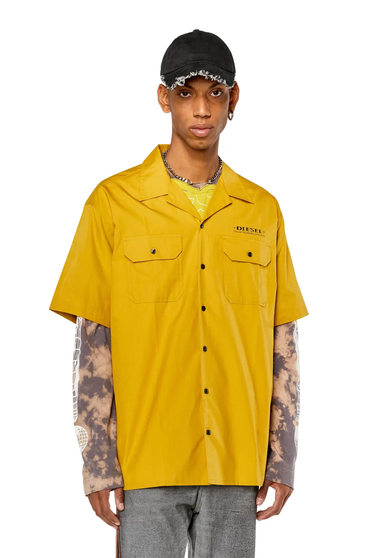 Yellow Bowling shirt with Trademark prints