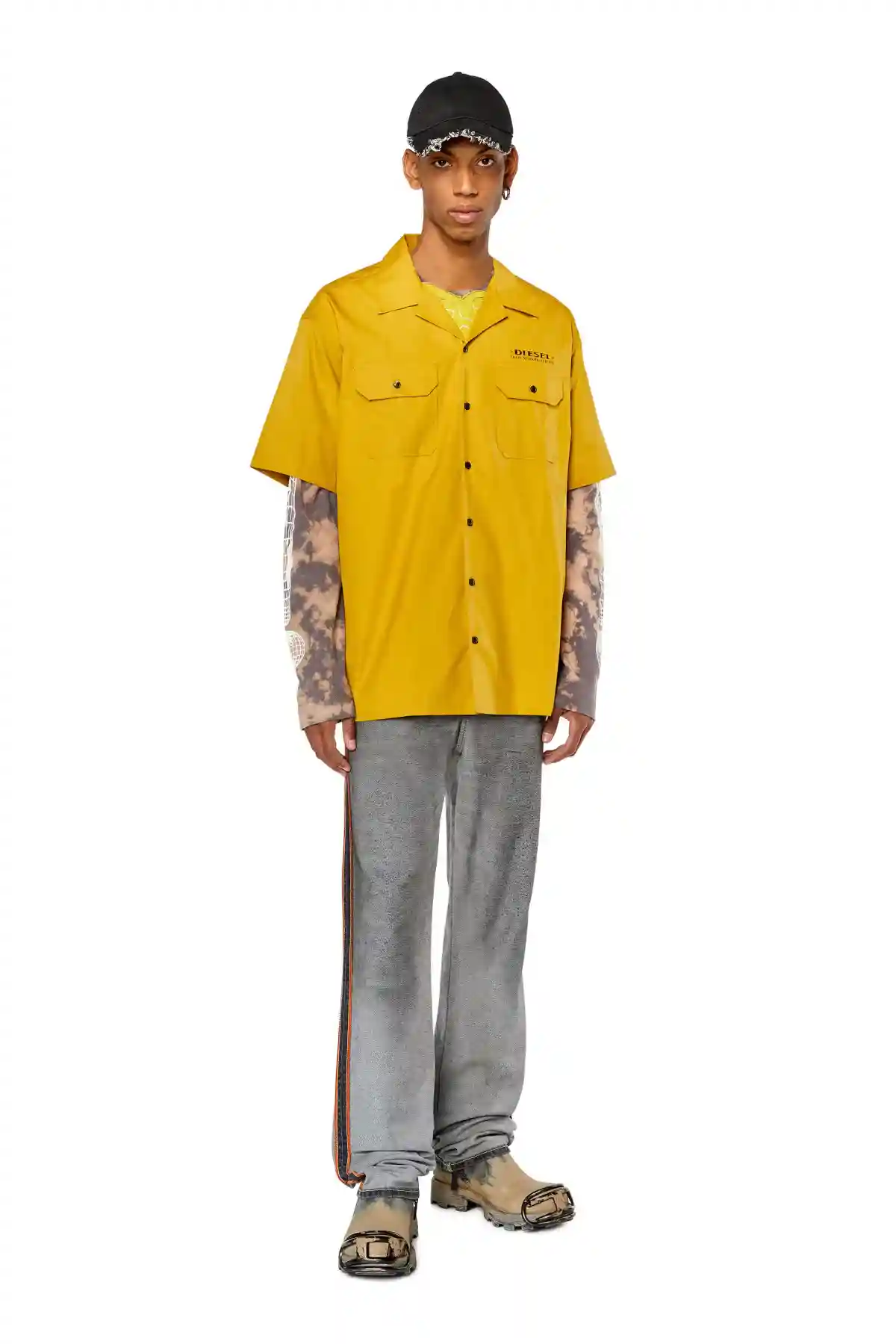 Yellow Bowling shirt with Trademark prints