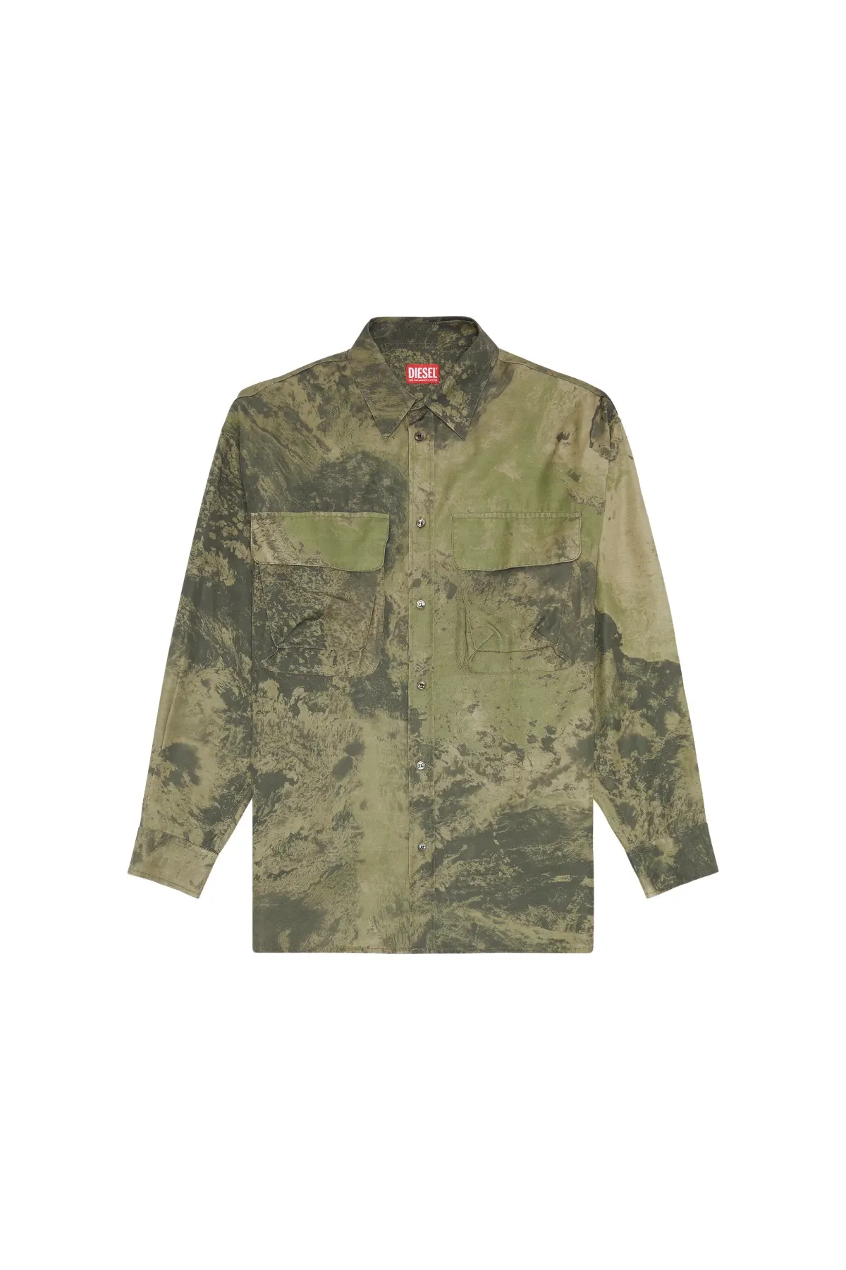 Green Twill shirt with Planet print