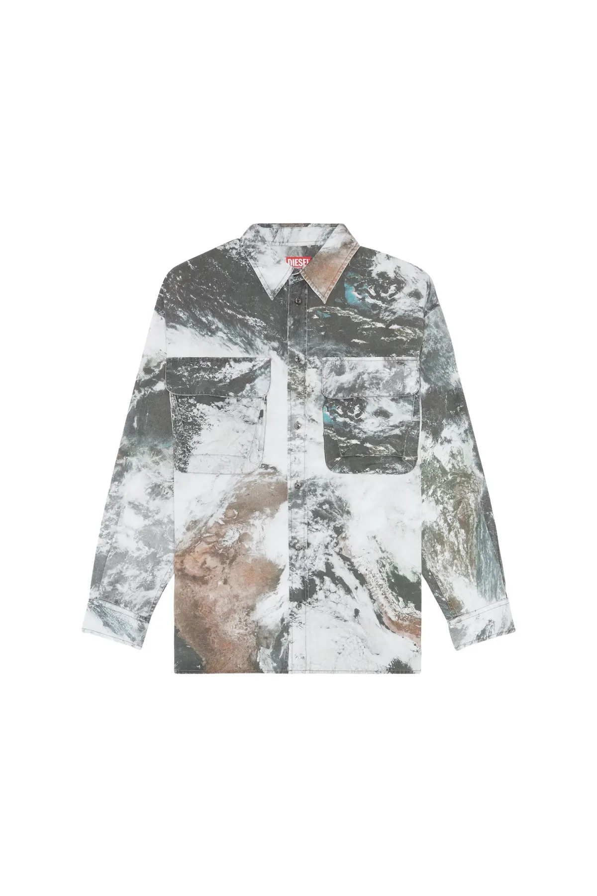 Grey Twill shirt with Planet print
