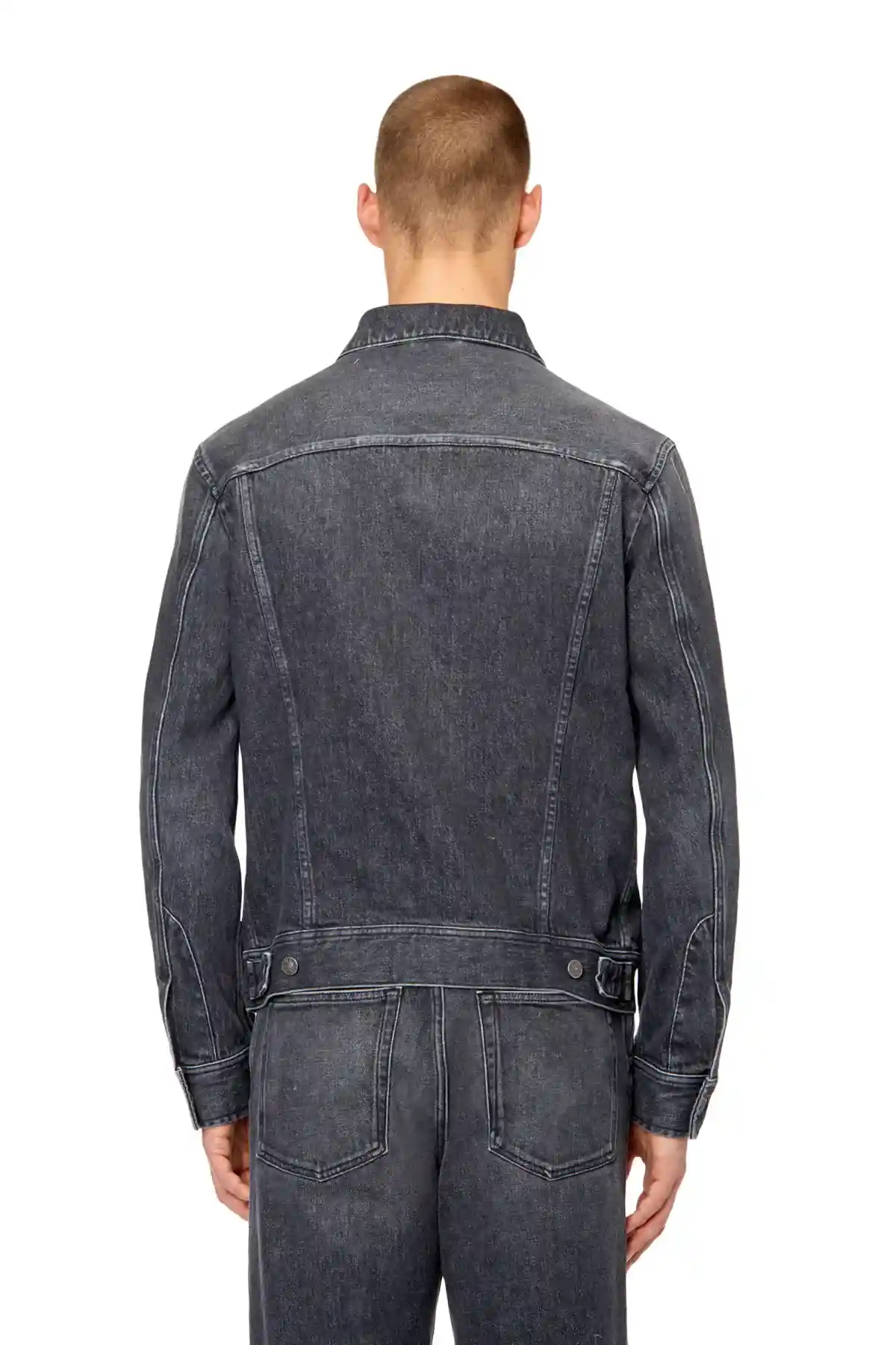 Black Regular-fit trucker jacket with plaque