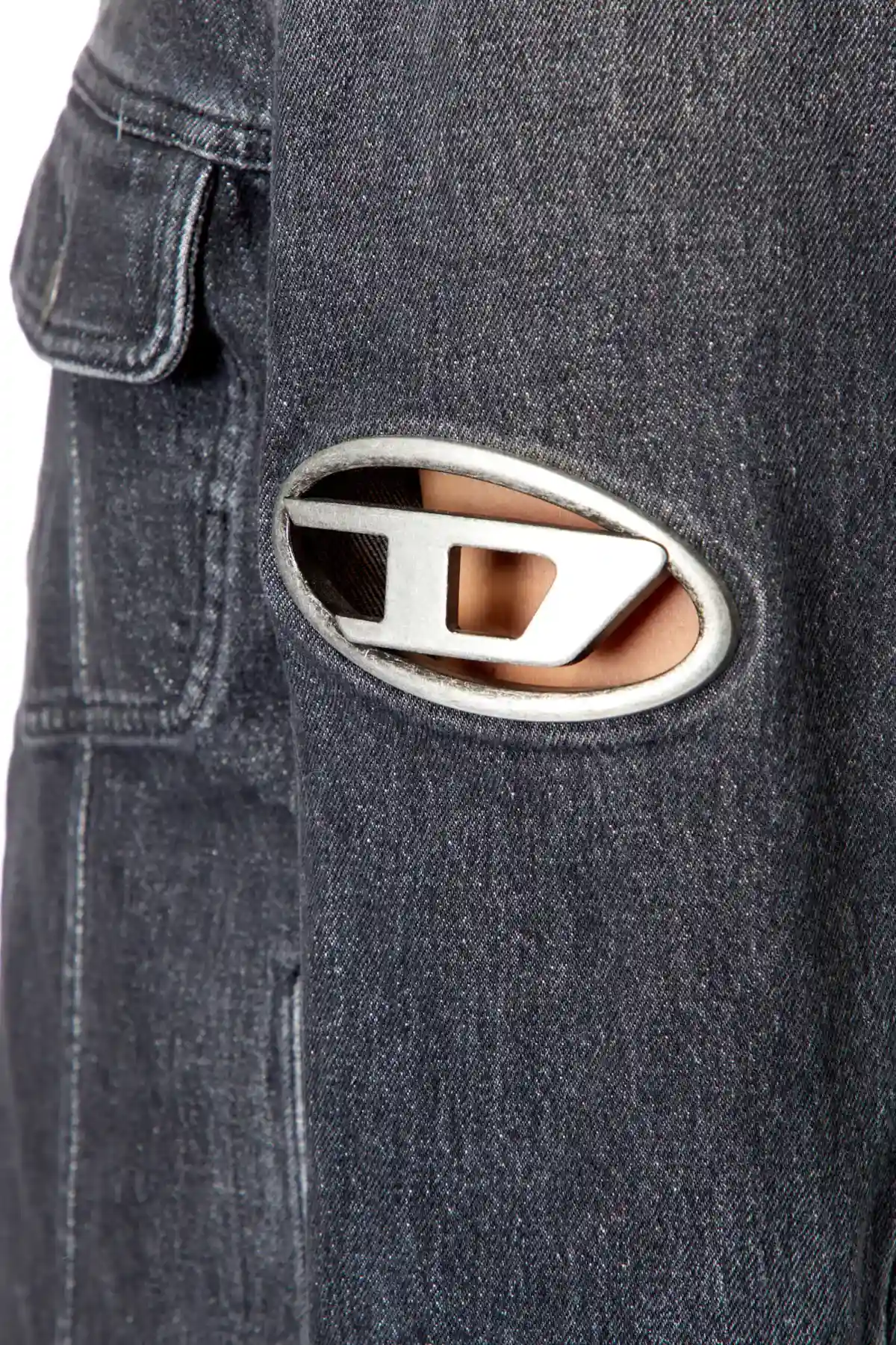 Black Regular-fit trucker jacket with plaque