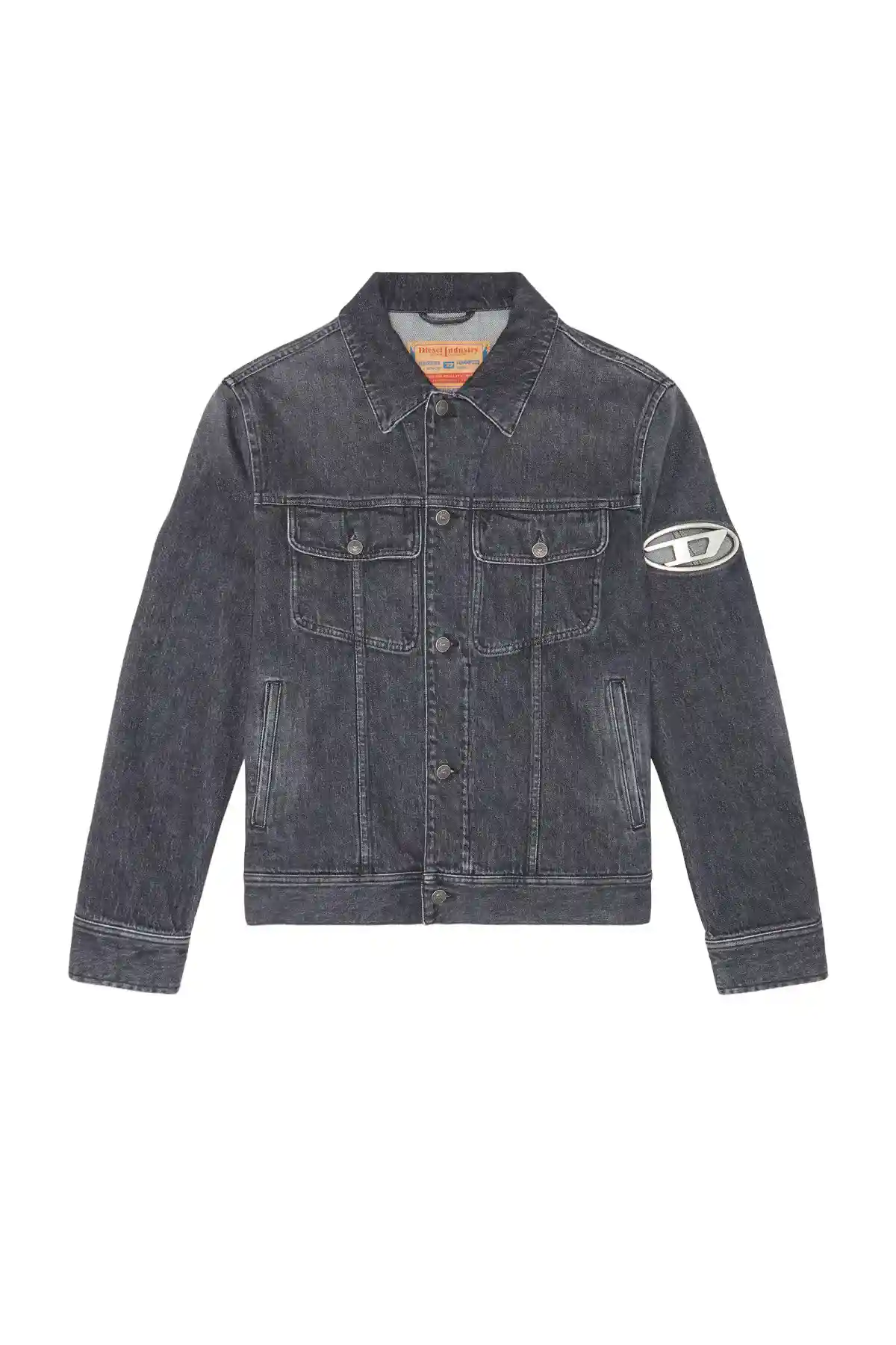 Black Regular-fit trucker jacket with plaque