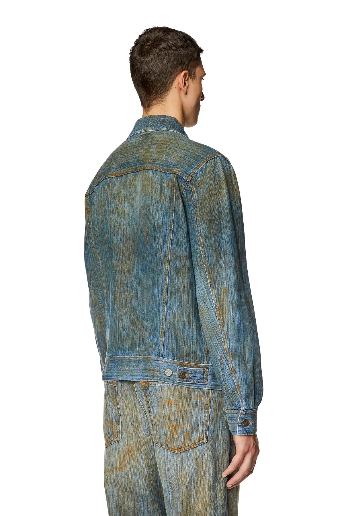 Blue Regular-fit trucker jacket with plaque