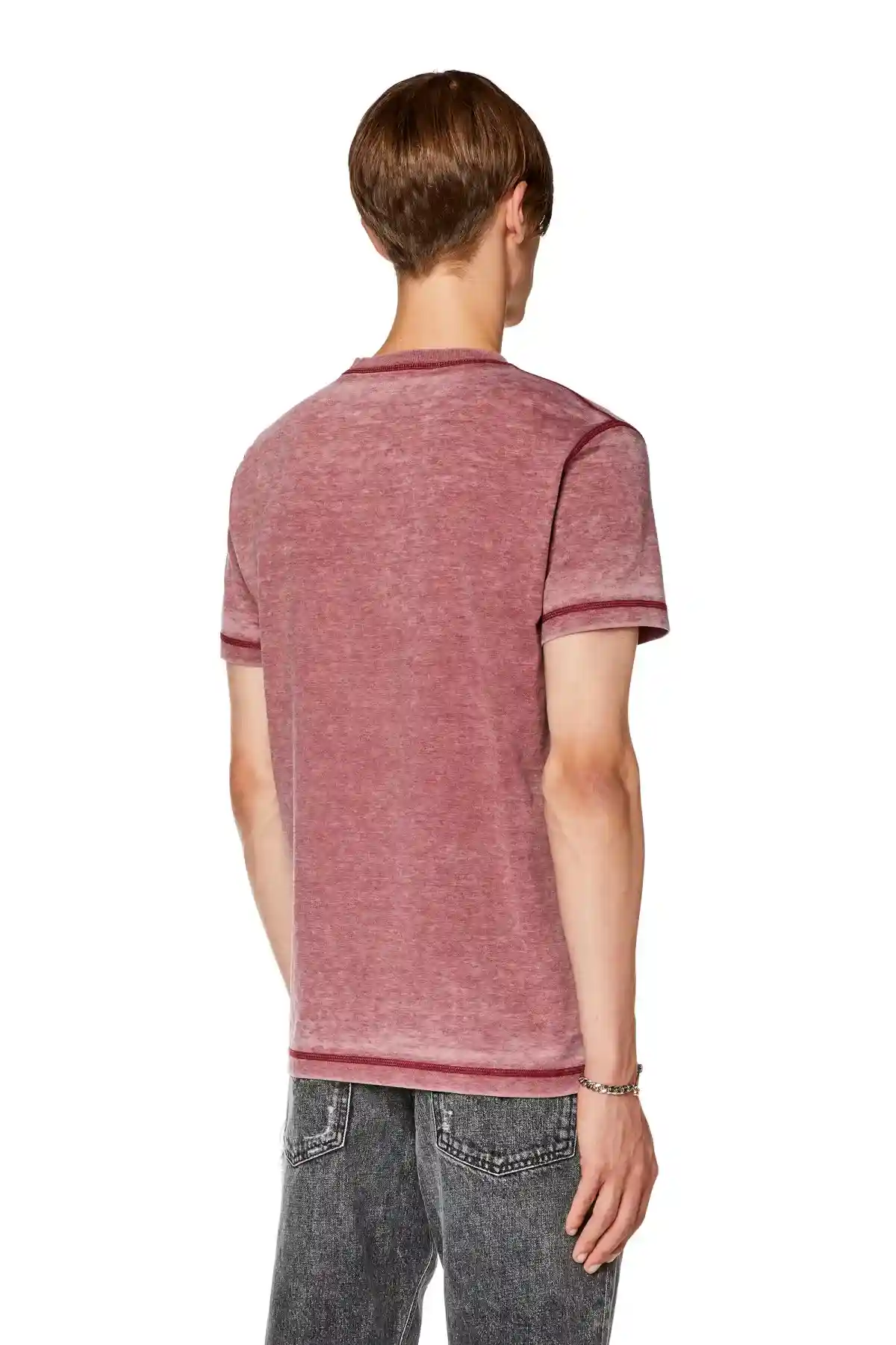 Red T-shirt with burn-out logo