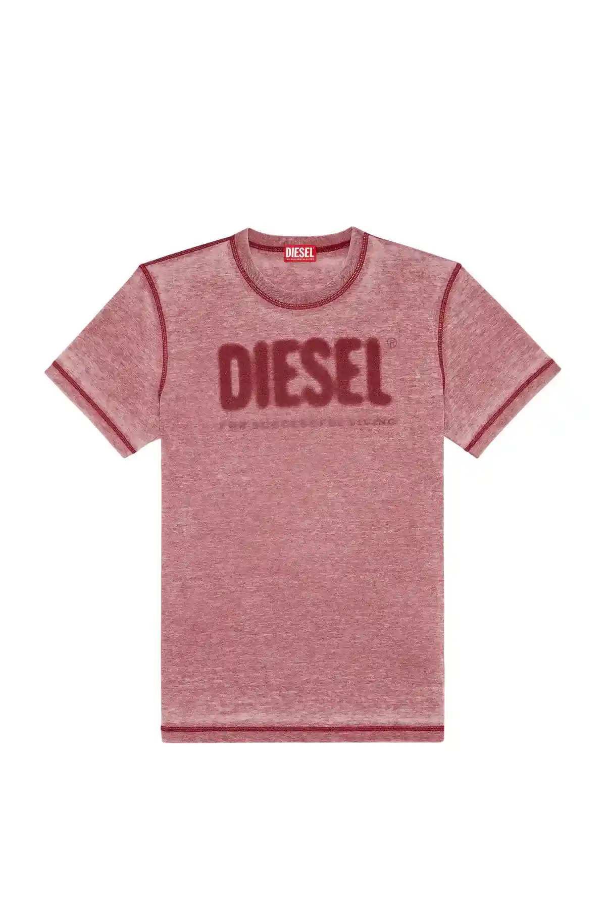 Red T-shirt with burn-out logo