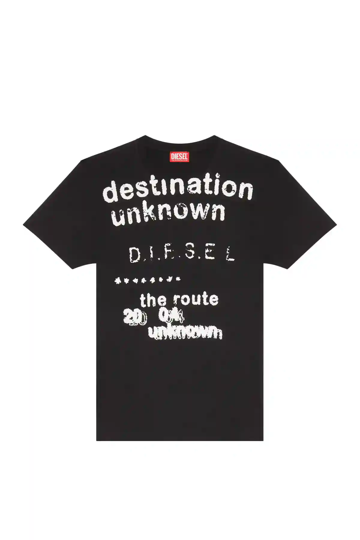 Black T-shirt with Destination Unknown print
