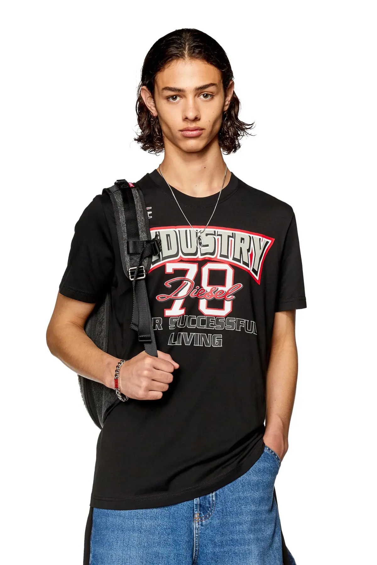 Black T-shirt with shiny Diesel Industry print