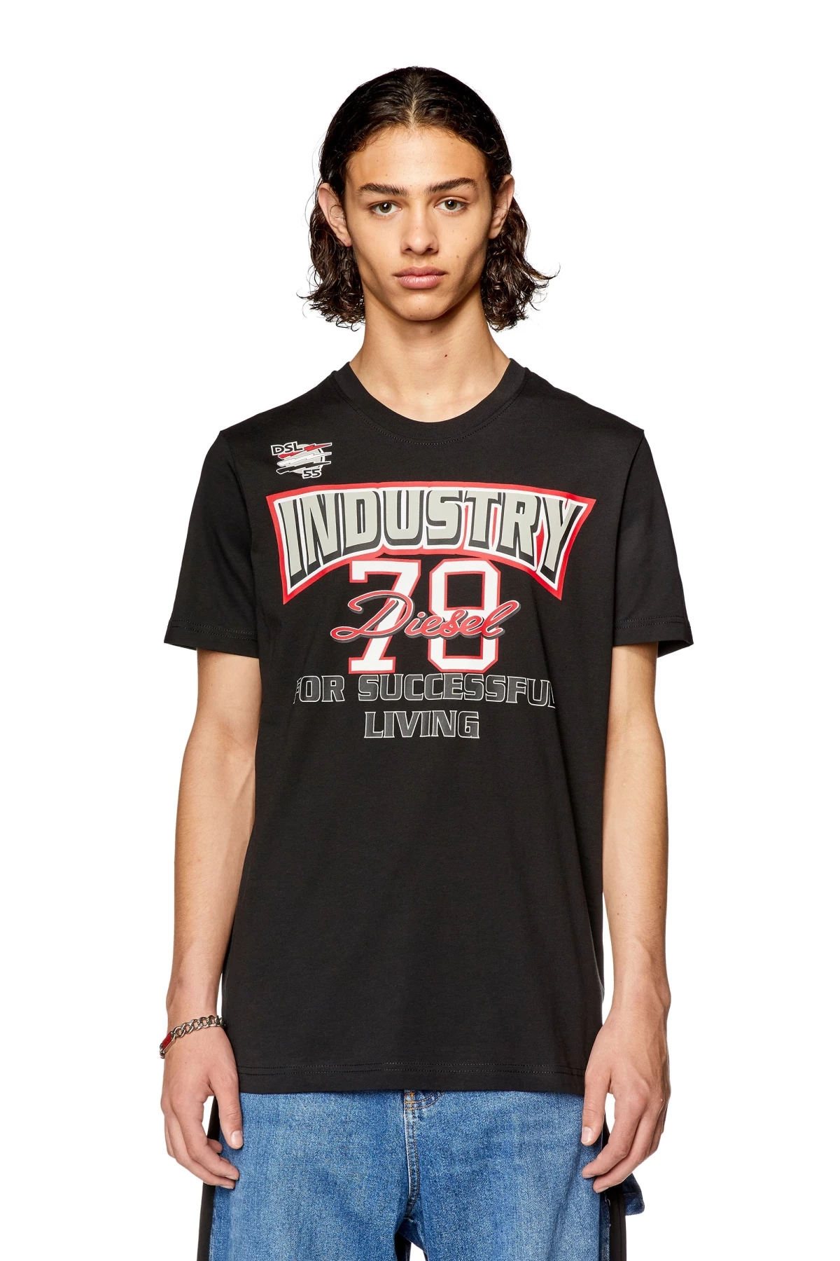 Black T-shirt with shiny Diesel Industry print