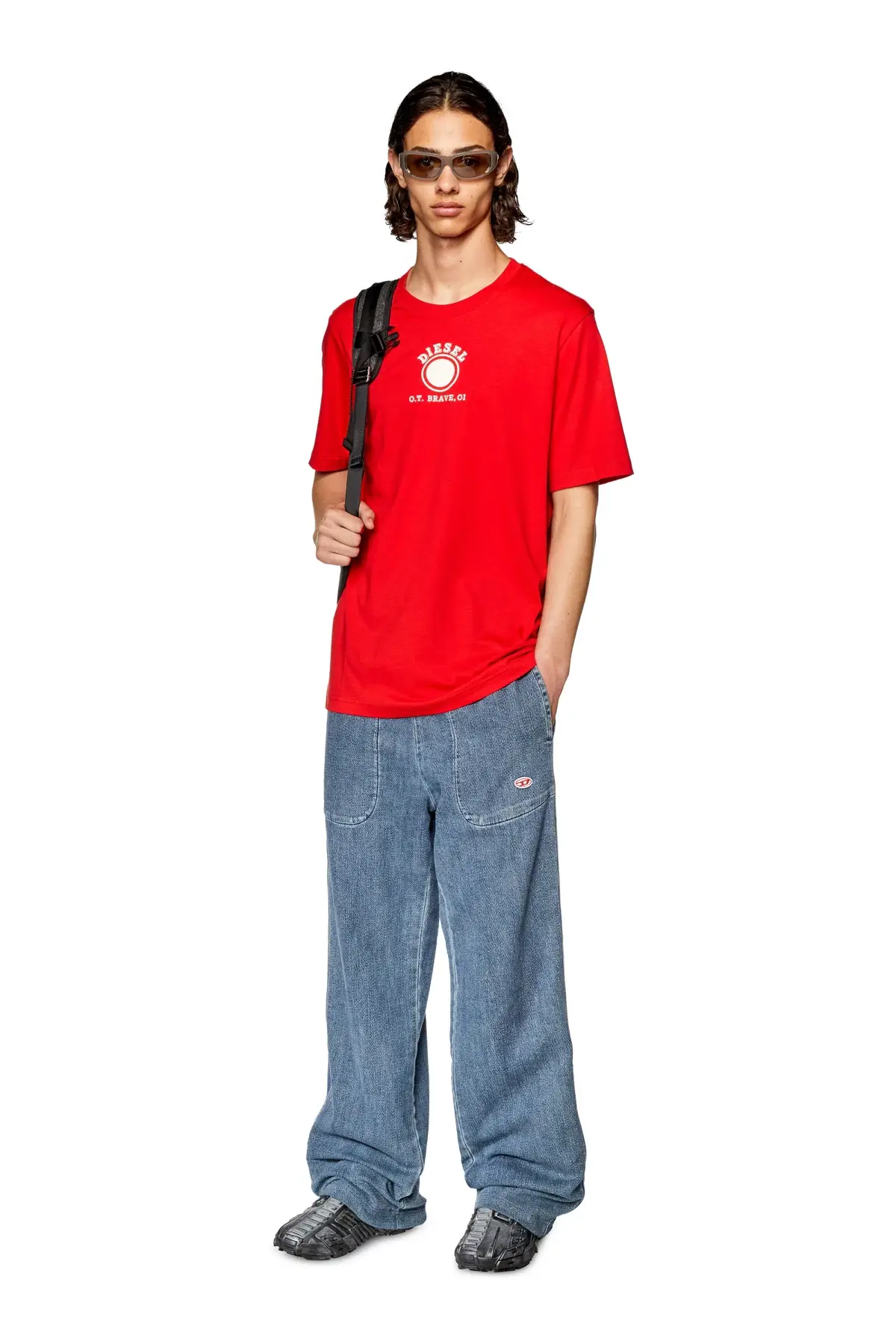 Red T-shirt with Diesel O.T. Brave prints