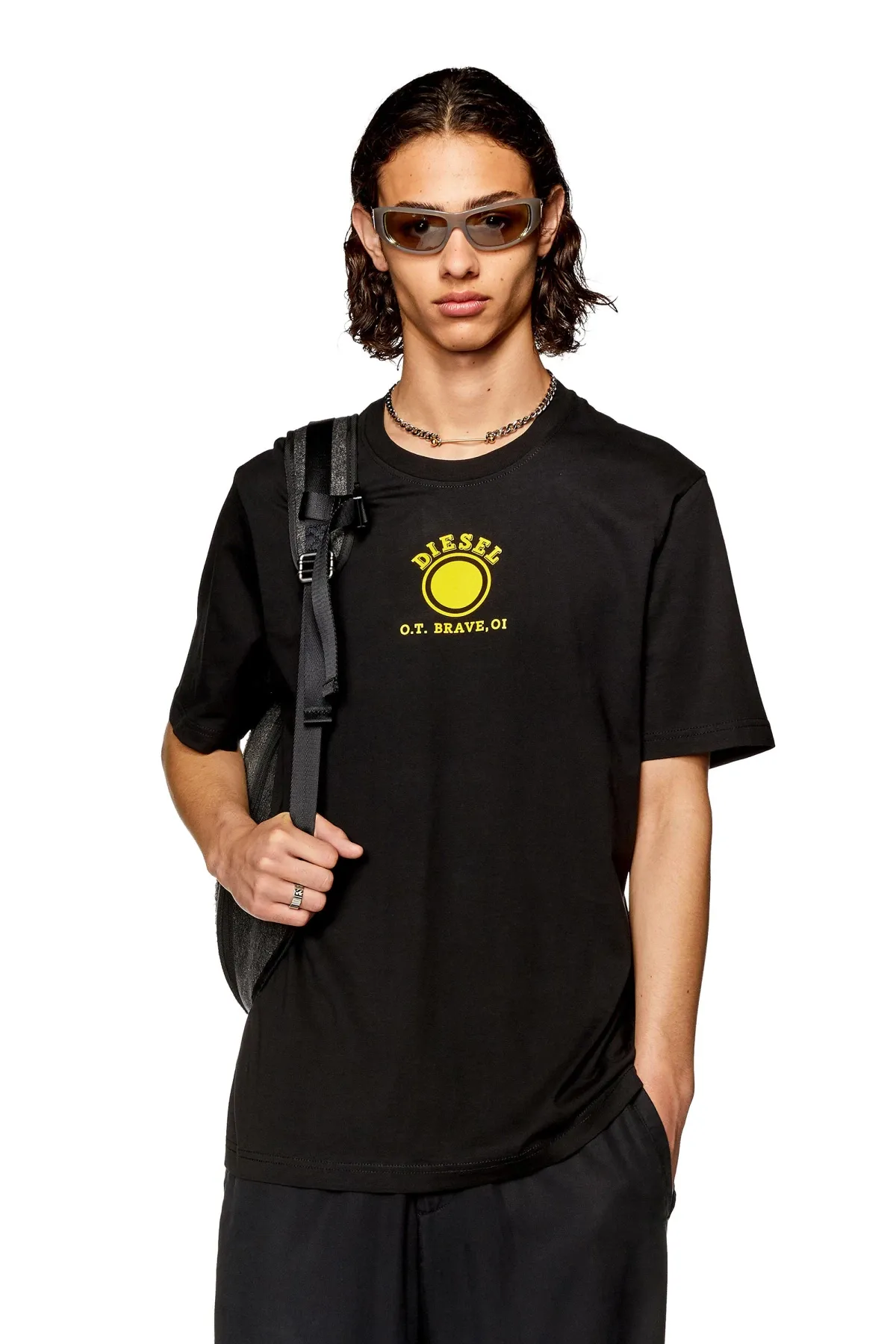 Black T-shirt with Diesel O.T. Brave prints
