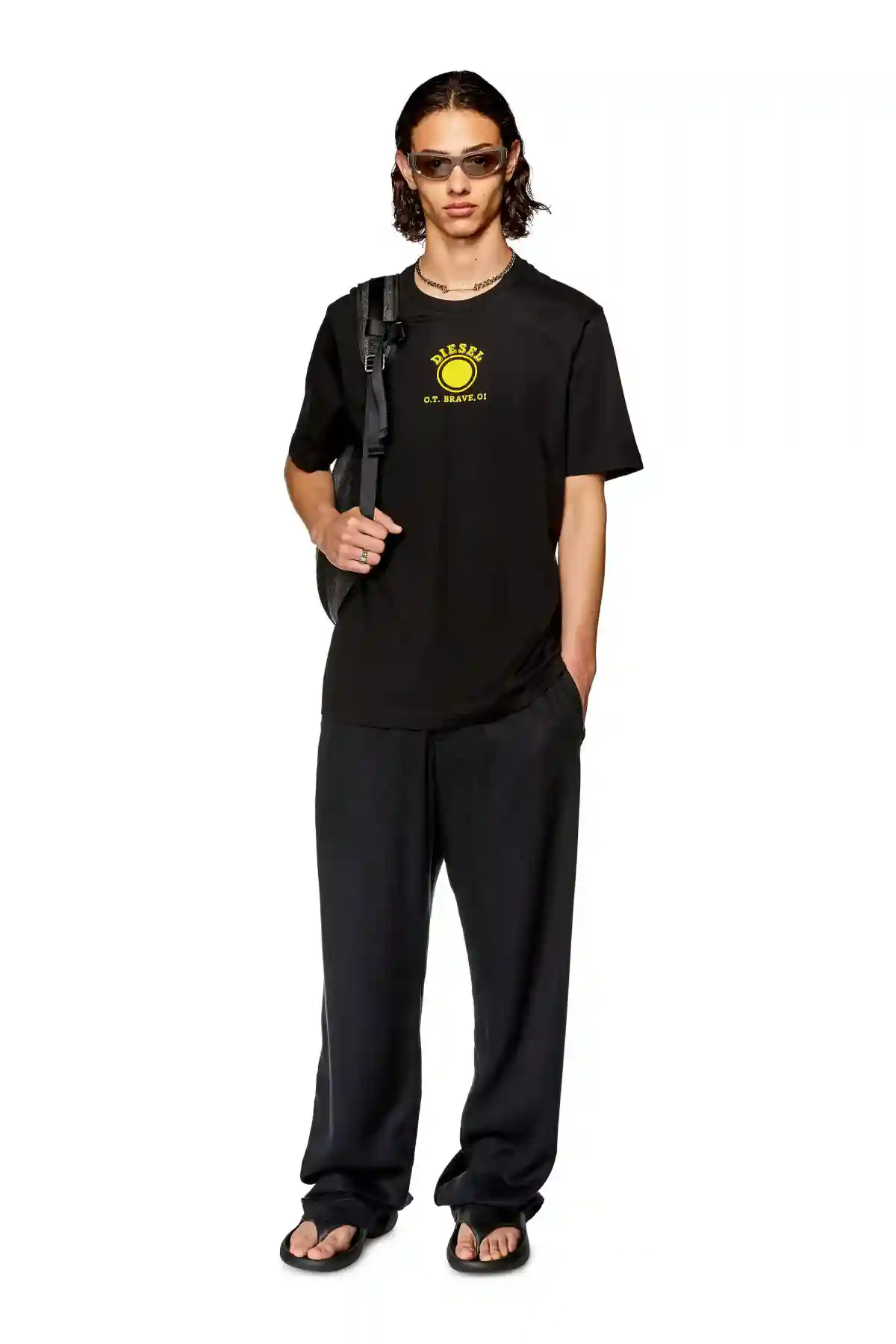 Black T-shirt with Diesel O.T. Brave prints