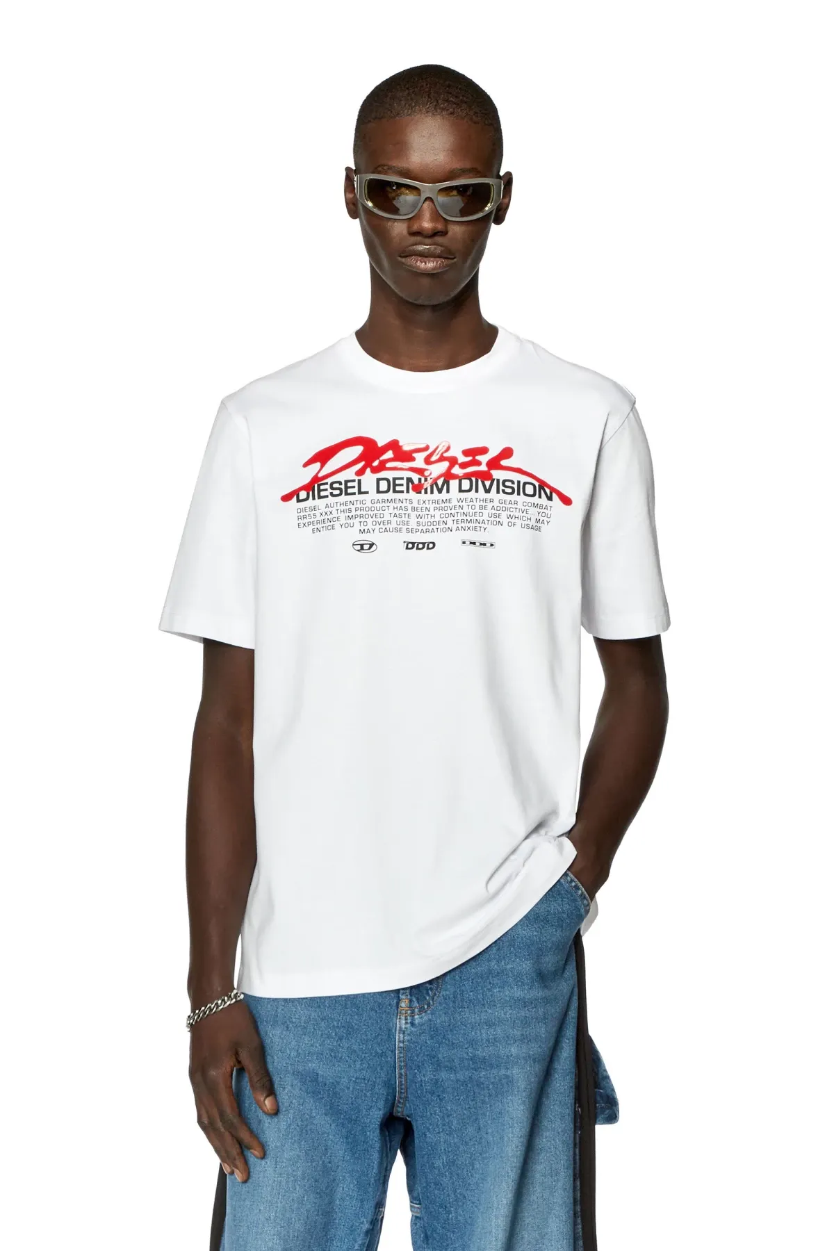 White T-shirt with gel Diesel print