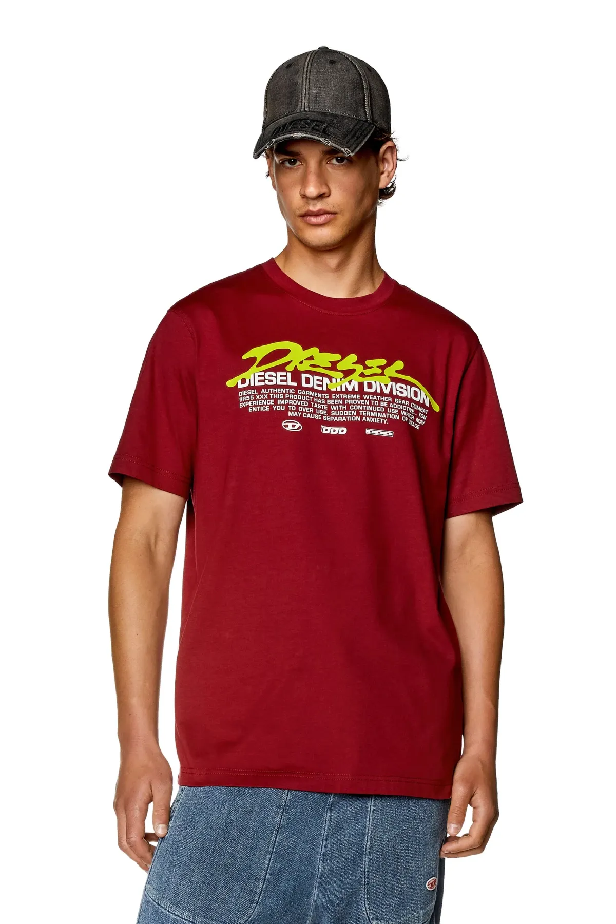 Red T-shirt with gel Diesel print