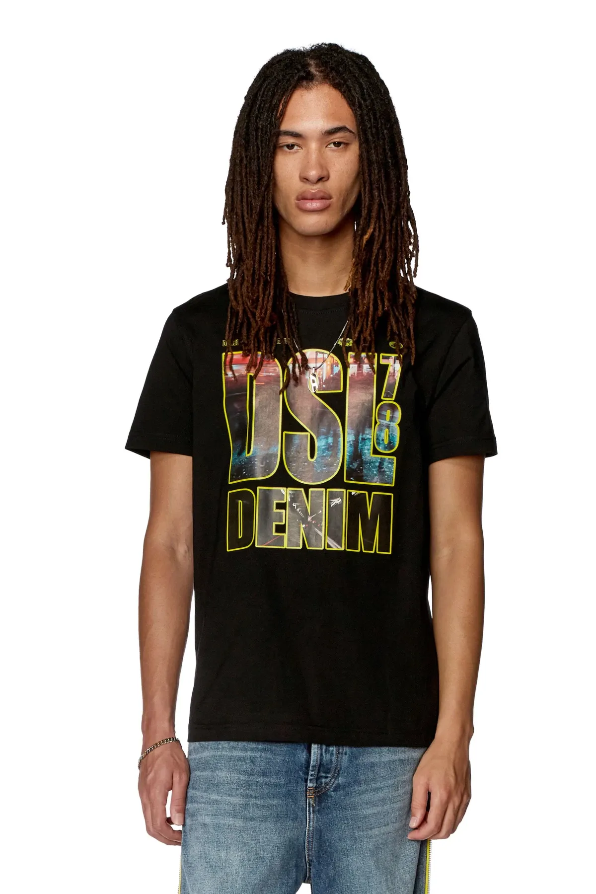 Black T-shirt with DSL 78 Denim print
