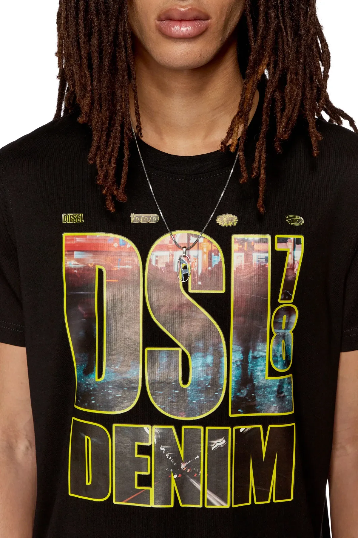 Black T-shirt with DSL 78 Denim print