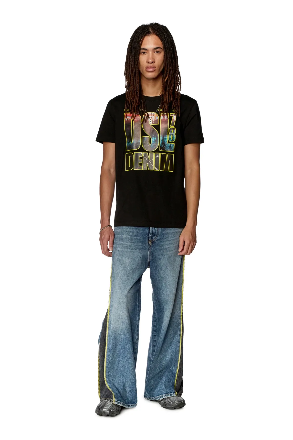 Black T-shirt with DSL 78 Denim print