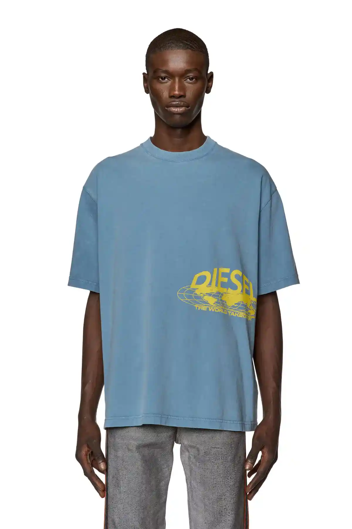 Blue T-shirt with Diesel world prints