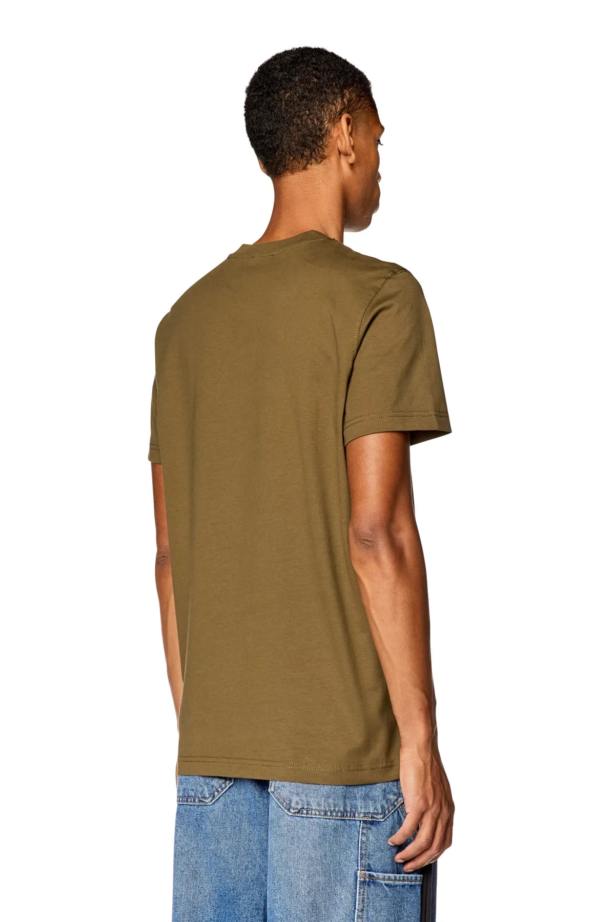 Green T-shirt with globe oval D print