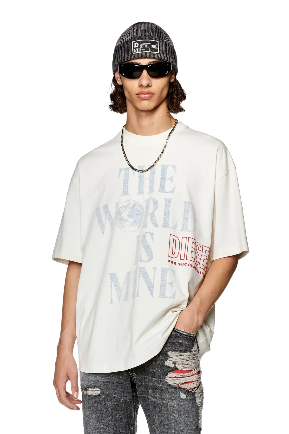White T-shirt with faded print