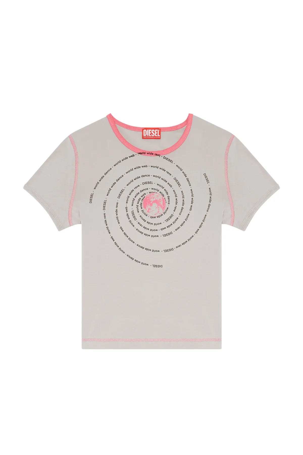 Grey T-shirt with World Wide spiral print