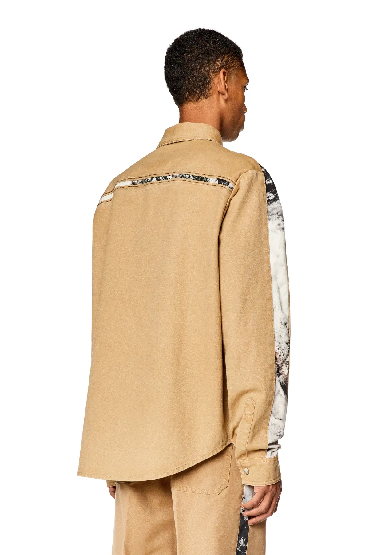 Brown Canvas shirt with printed inserts