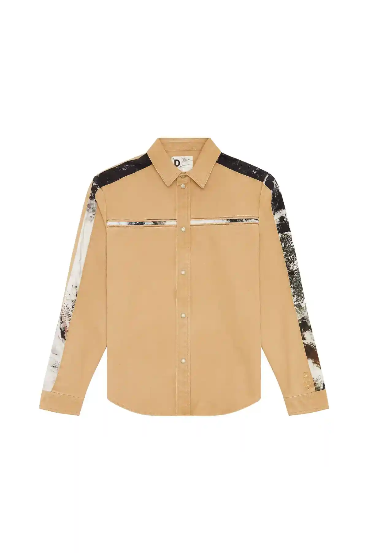 Brown Canvas shirt with printed inserts