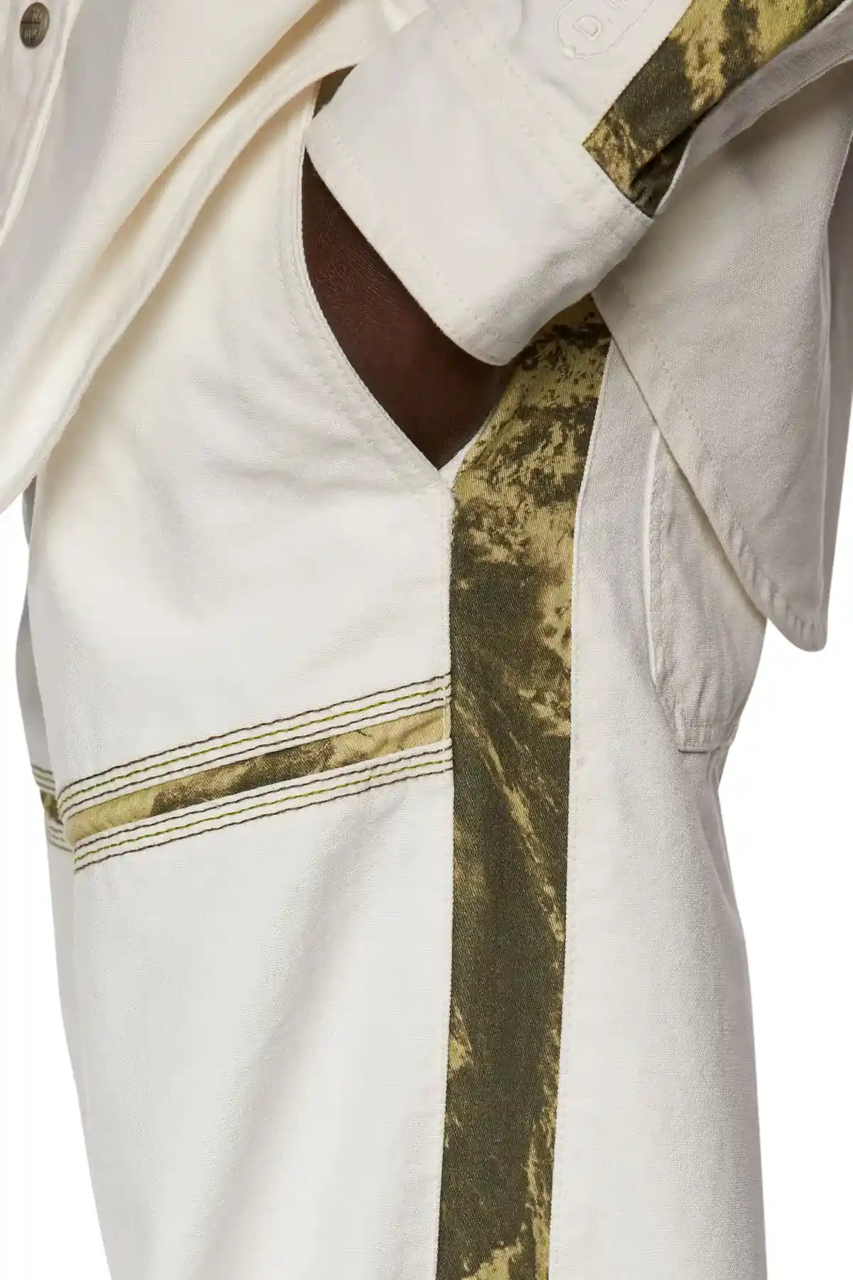 White Canvas pants with printed inserts
