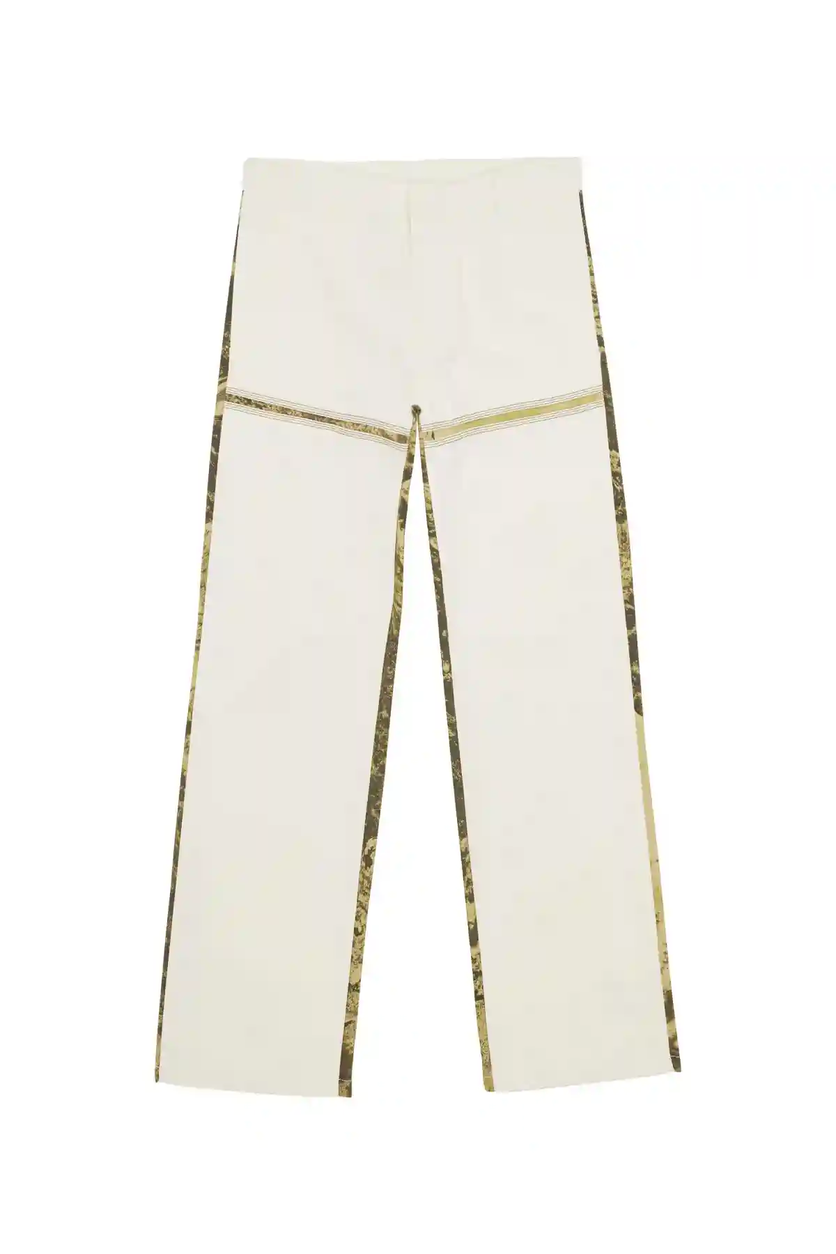 White Canvas pants with printed inserts