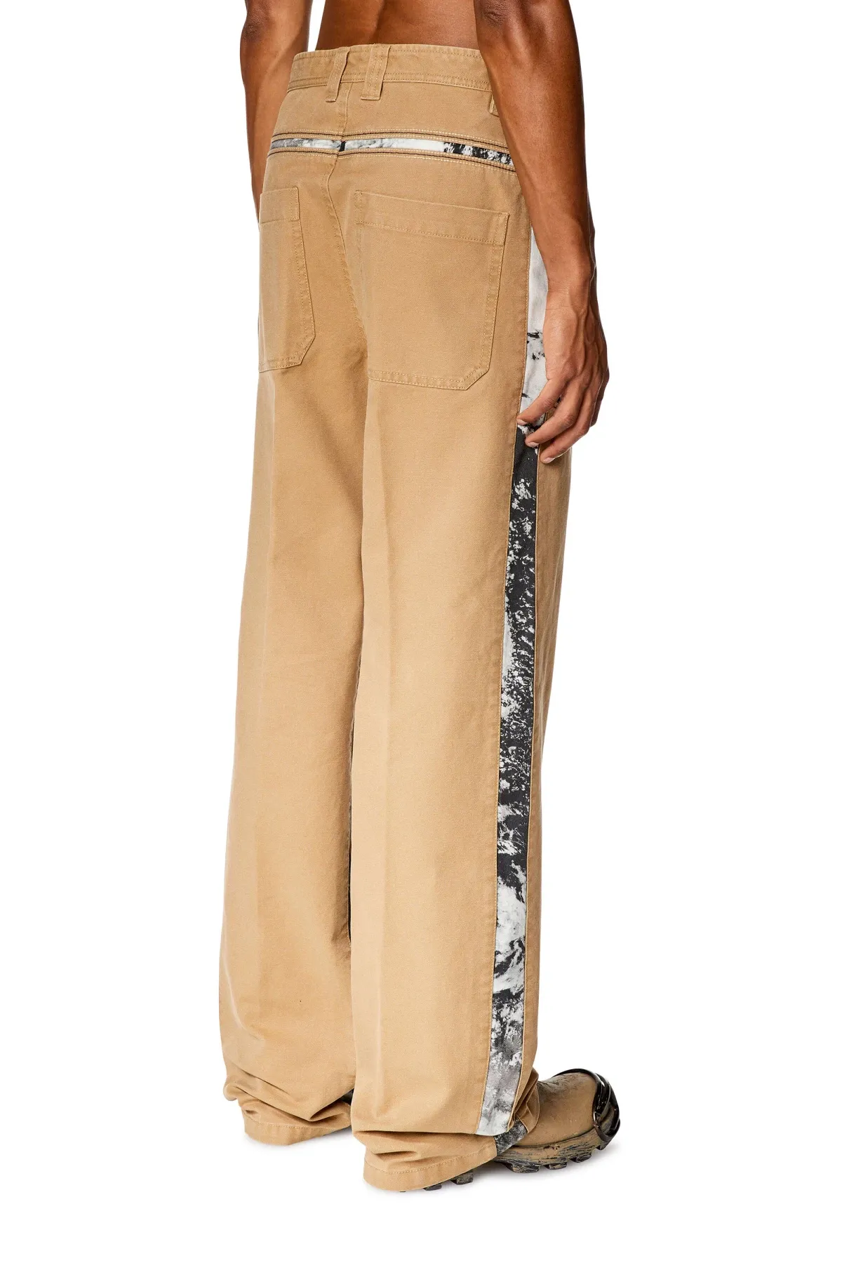 Brown Canvas pants with printed inserts