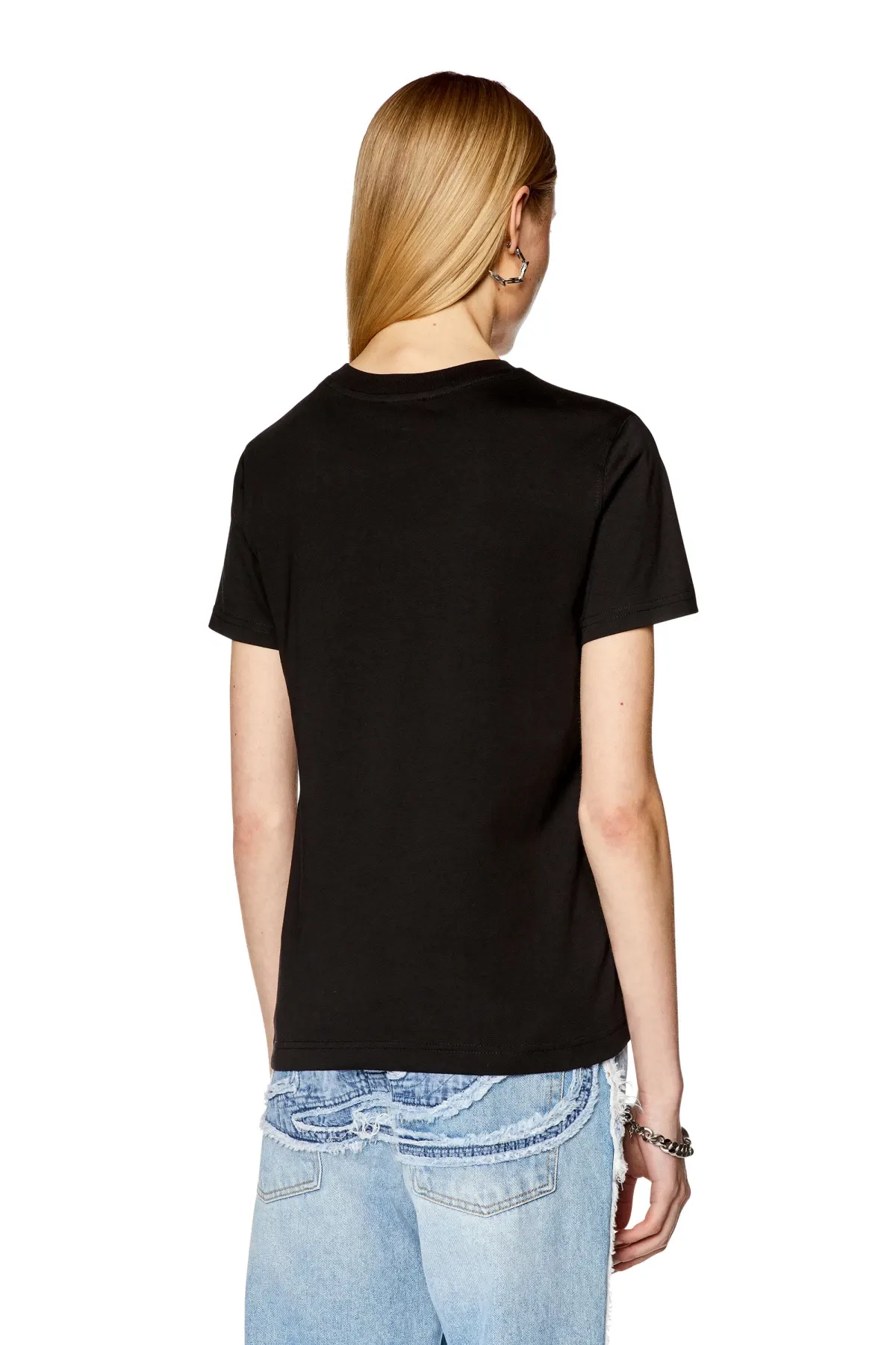 Black T-shirt with puffy Diesel heart print