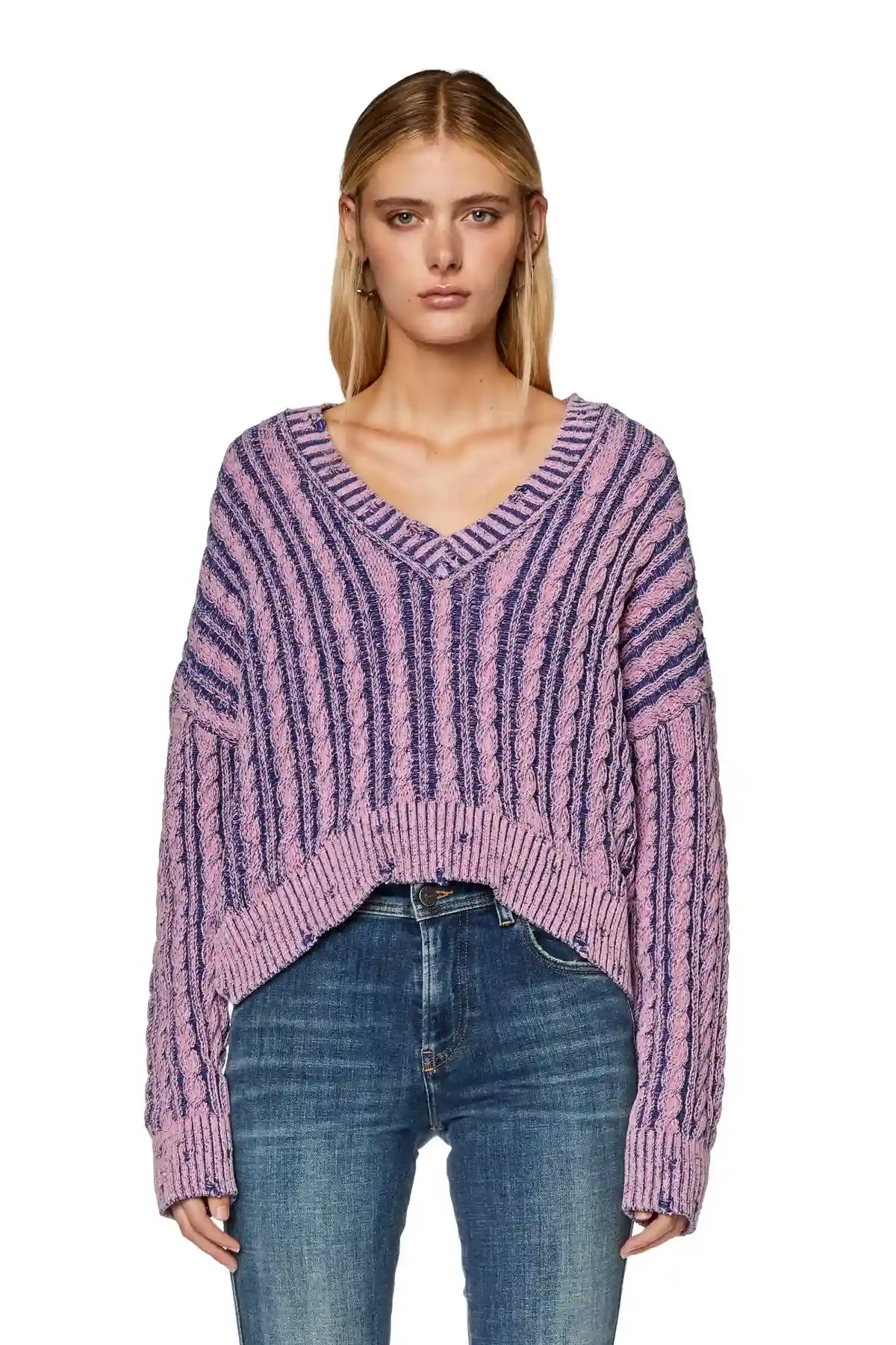 Violet Chunky jumper in two-tone cotton